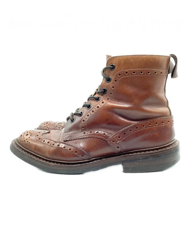 ム*シ様 トリッカーズ　ウィングチップレザーブーツ ブラウン 中古・古着通販】Tricker's (トリッカーズ) ウィングチップブーツ