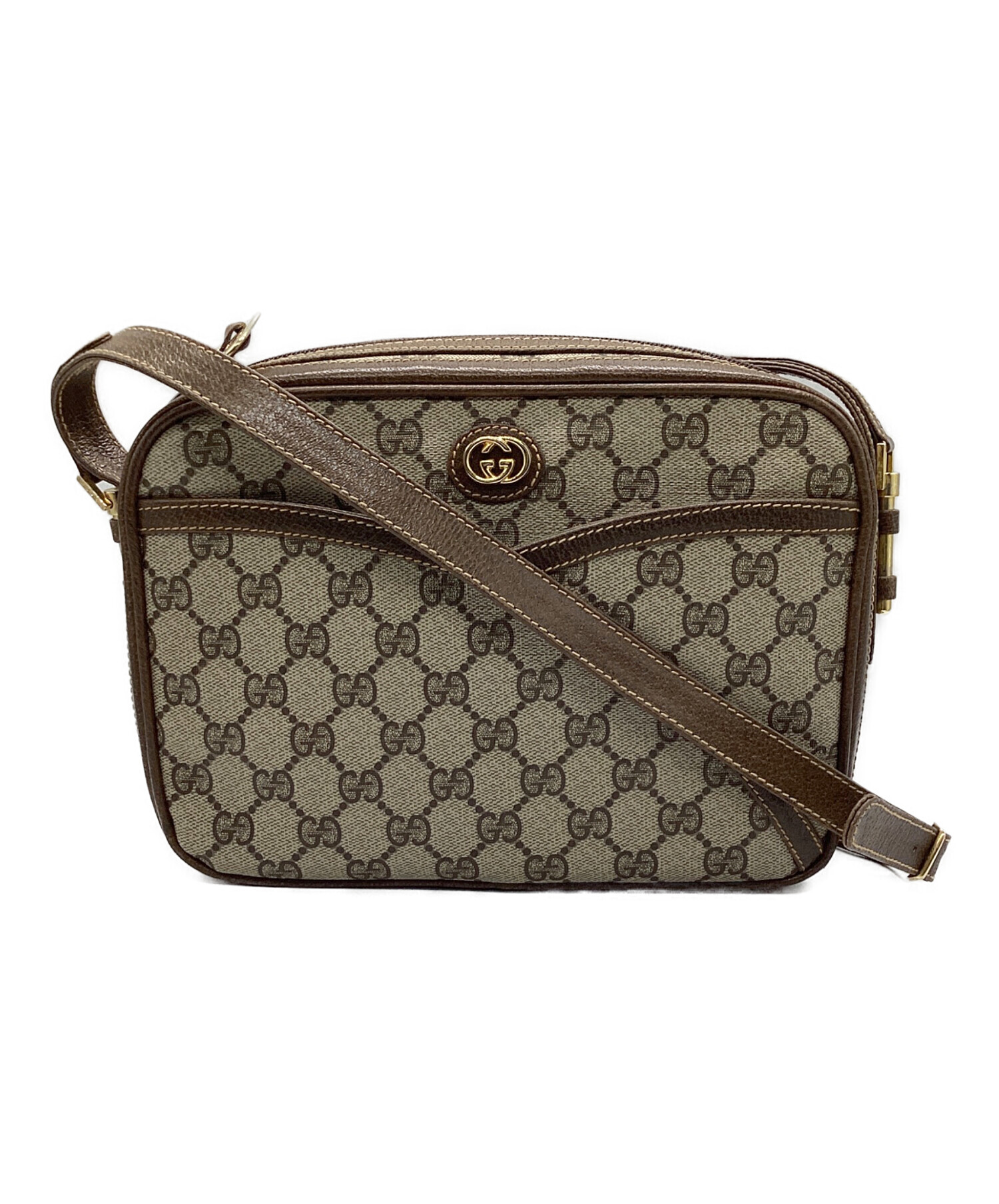 GUCCI ショルダーバッグ ベージュ/ブラック 中古・古着通販】GUCCI (グッチ) ショルダーバッグ ベージュ｜ブランド