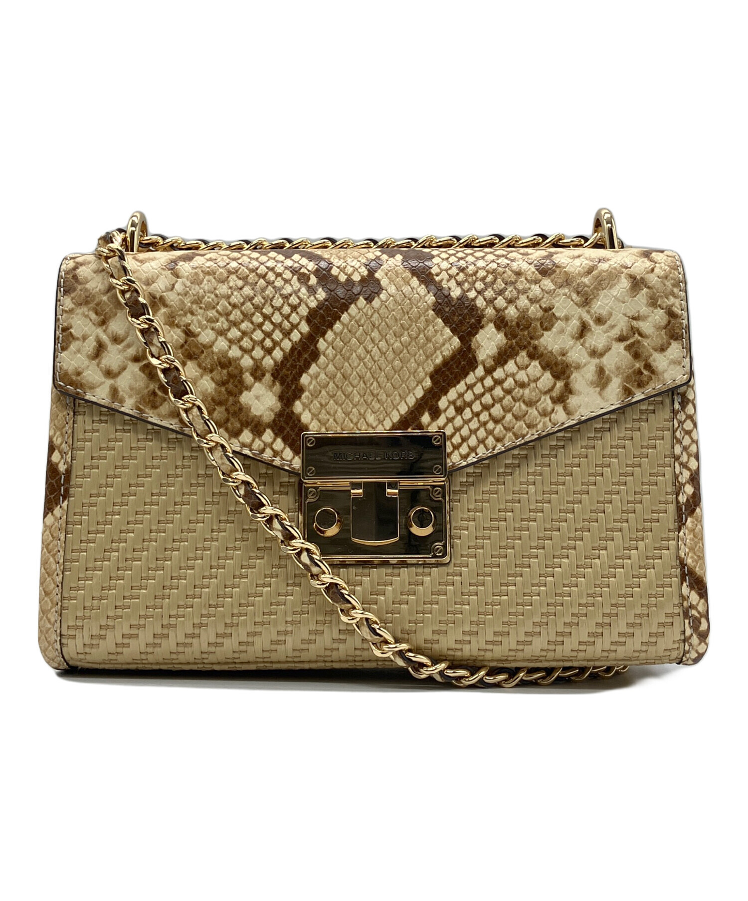 6942.MICHAEL KORS ショルダーバッグ チェーンバッグ ベージュ系 中古 