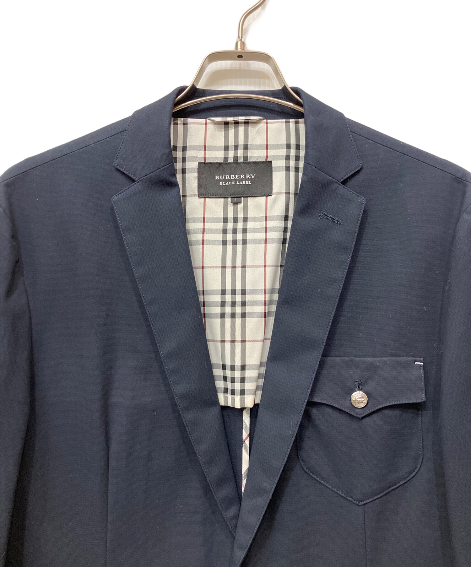 【シアサッカー 美品】 バーバリーブラックレーベル テーラードジャケット L 中古・古着通販】BURBERRY BLACK LABEL (バーバリーブラックレーベル