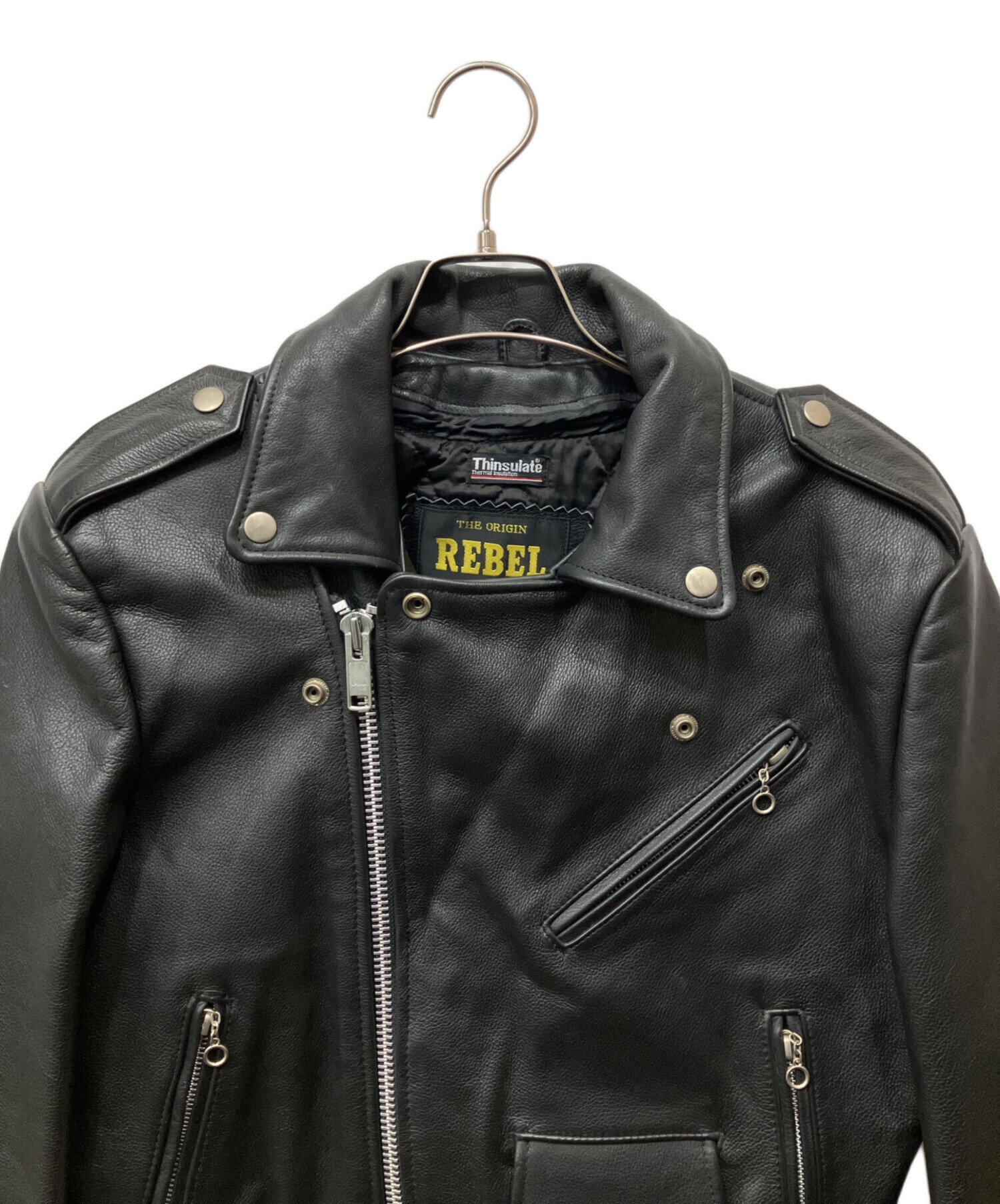 中古・古着通販】REBEL (レベル) ダブルライダースジャケット ブラック
