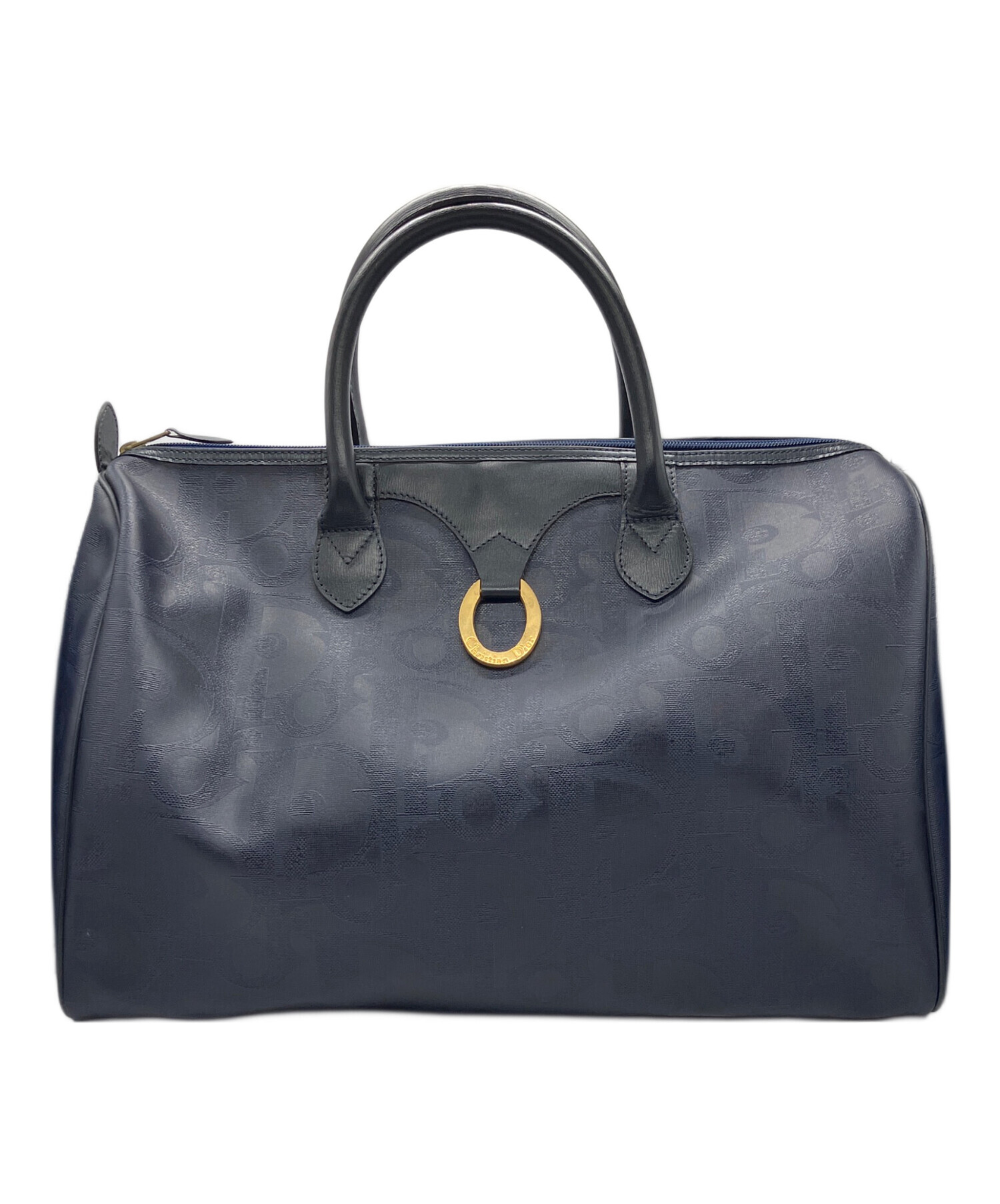 良品◎クリスチャンディオール トロッター ボストンバッグ 大容量 ダークネイビー 中古・古着通販】Christian Dior (クリスチャン ディオール