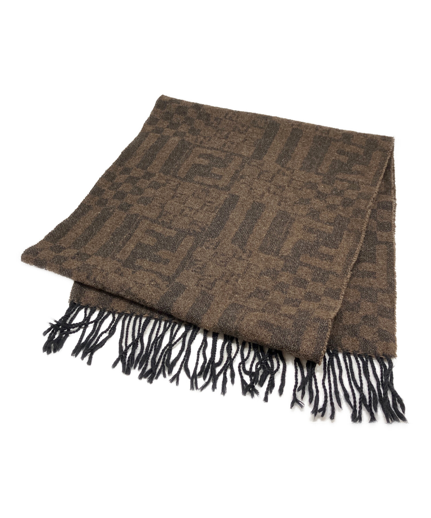 FENDI ウールマフラー ブラウン やや訳あり 中古・古着通販】FENDI (フェンディ) ウールマフラー ブラウン