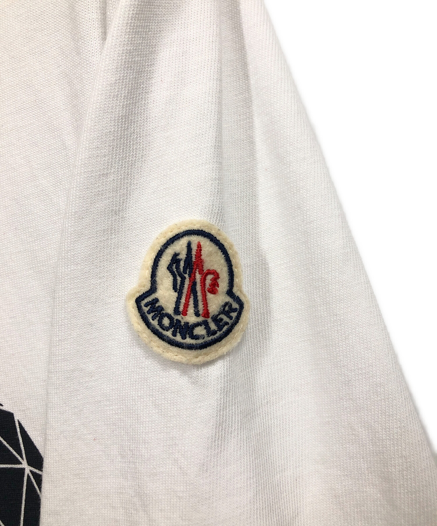 【お値下げ】MONCLER 刺繍ロゴ Tシャツ ホワイト 中古・古着通販】MONCLER (モンクレール) Tシャツ ホワイト サイズ:M