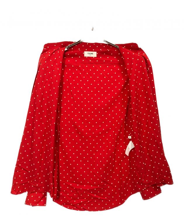 セリーヌ CELINE シャツ/ブラウス 長袖 レッド 中古・古着通販】CELINE (セリーヌ) 長袖ブラウス レッド サイズ:38