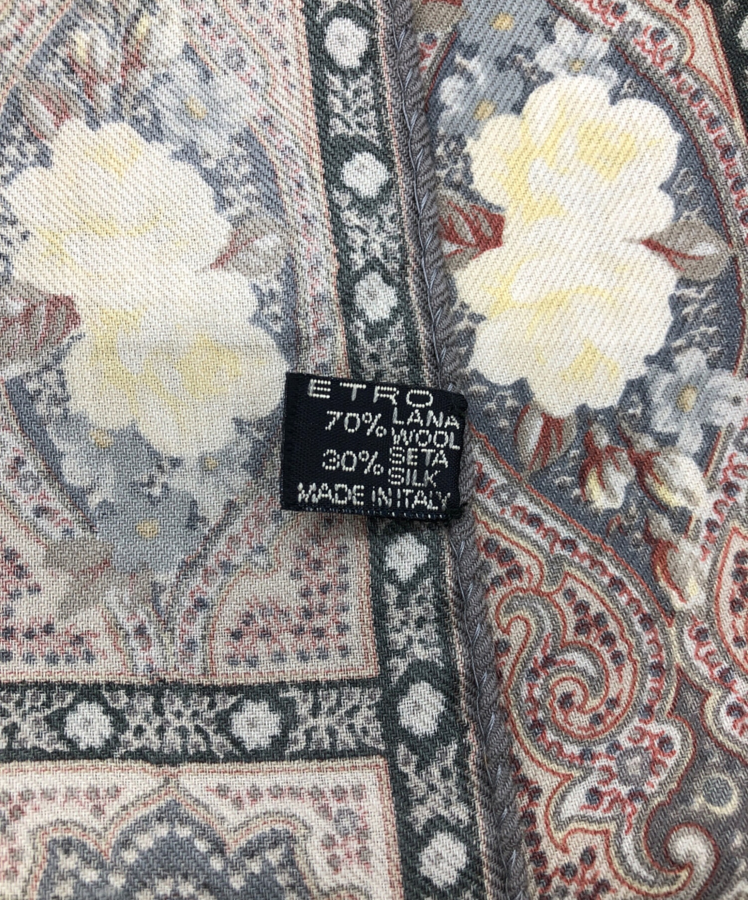 中古・古着通販】ETRO (エトロ) シルク混ストール グレー×グリーン