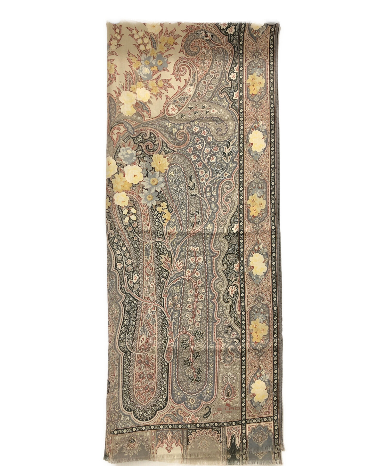 中古・古着通販】ETRO (エトロ) シルク混ストール グレー×グリーン