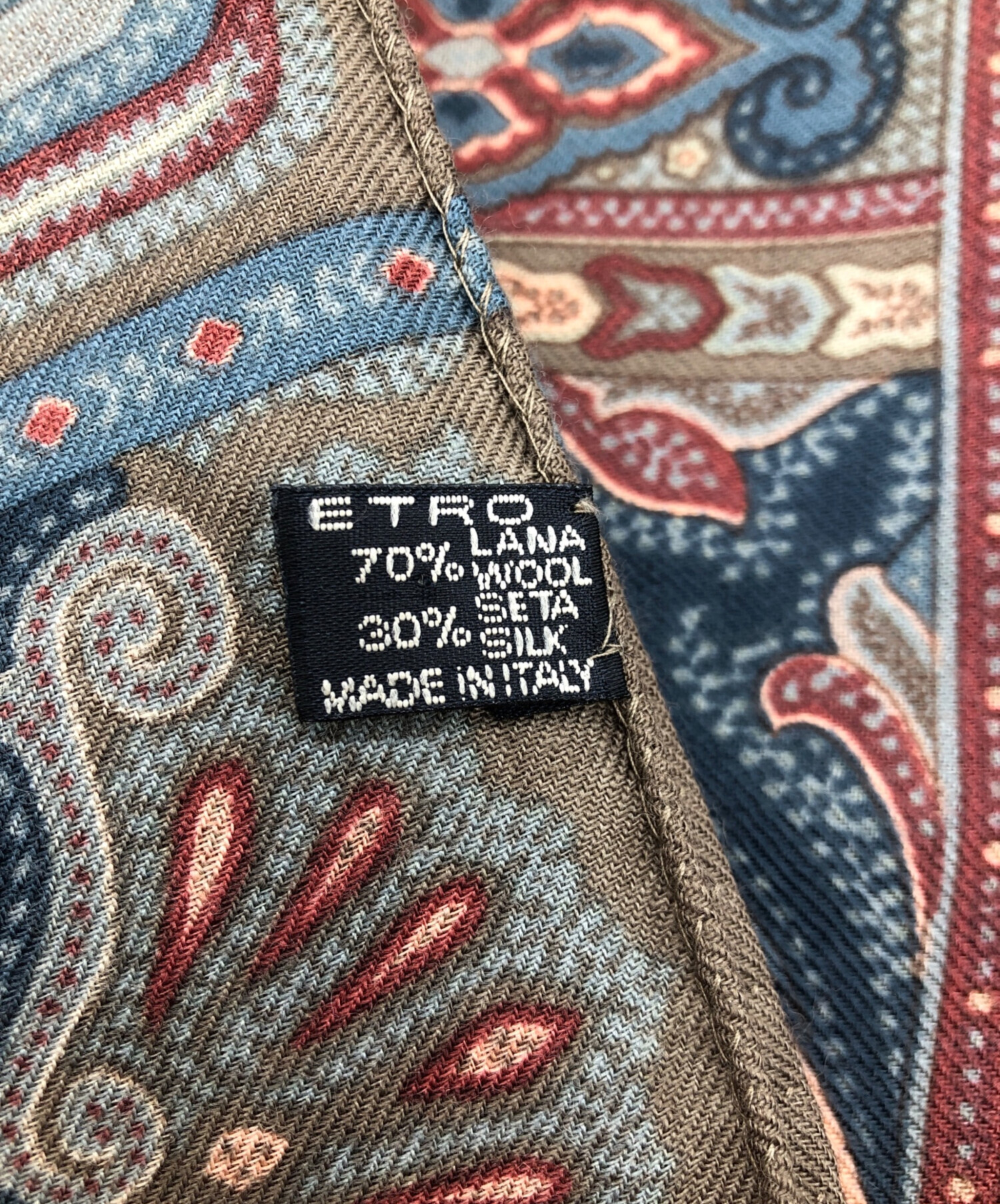 中古・古着通販】ETRO (エトロ) シルク混ストール ブルー×レッド