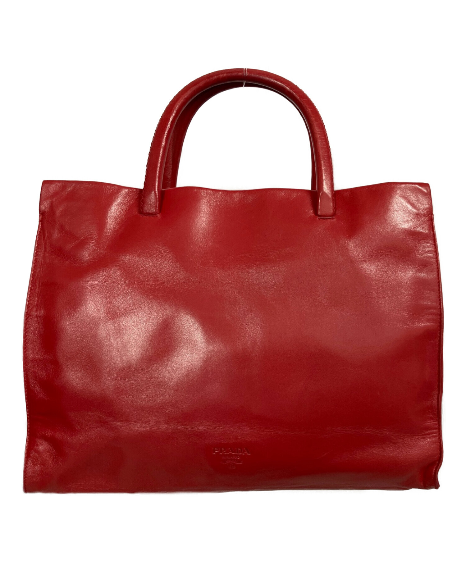 中古・古着通販】PRADA (プラダ) レザーハンドバッグ レッド｜ブランド