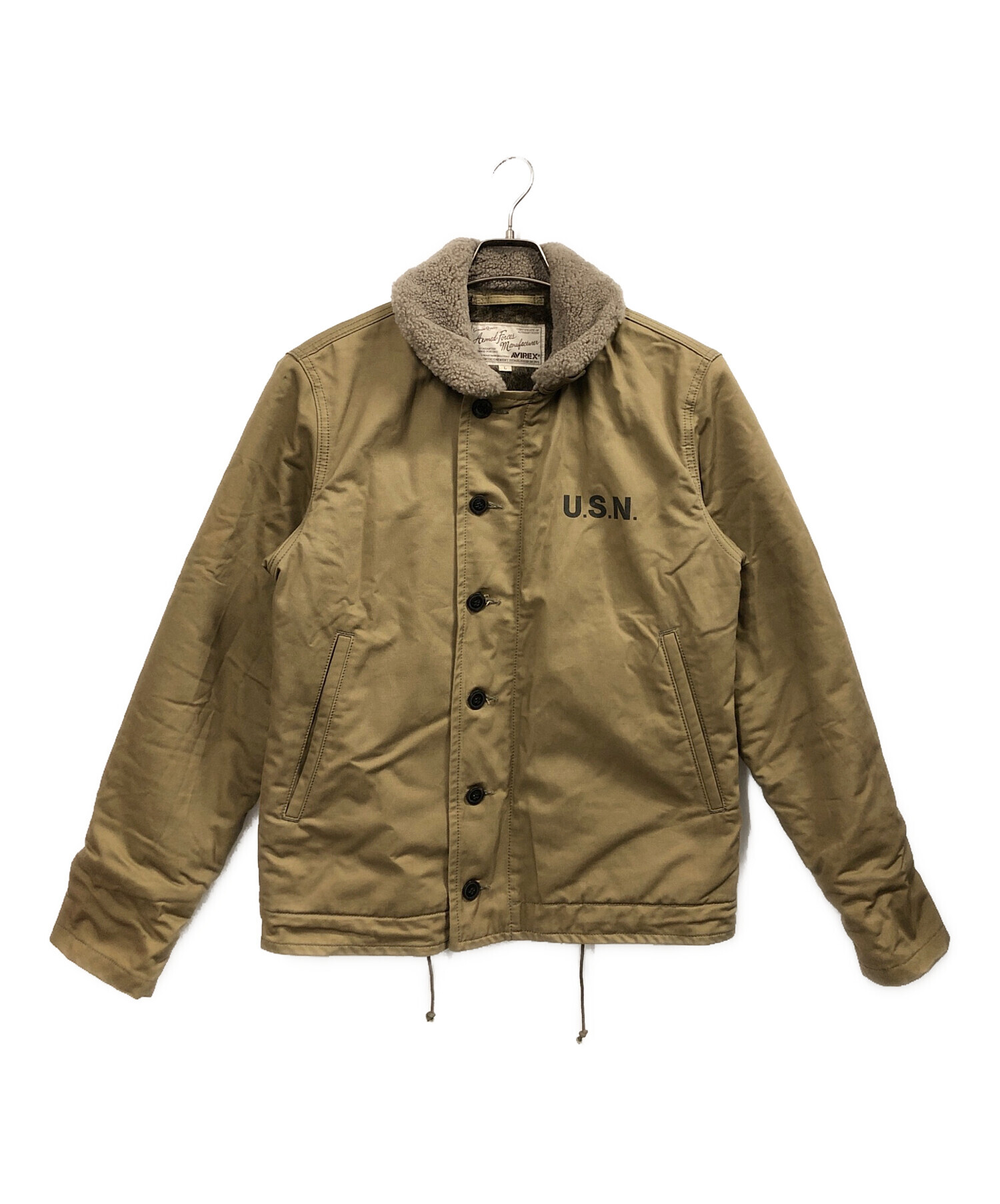 AVIREX N-1 デッキジャケット ボア U.S.N ミリタリー M カーキ 中古・古着通販】AVIREX (アヴィレックス) N-1デッキジャケット カーキ