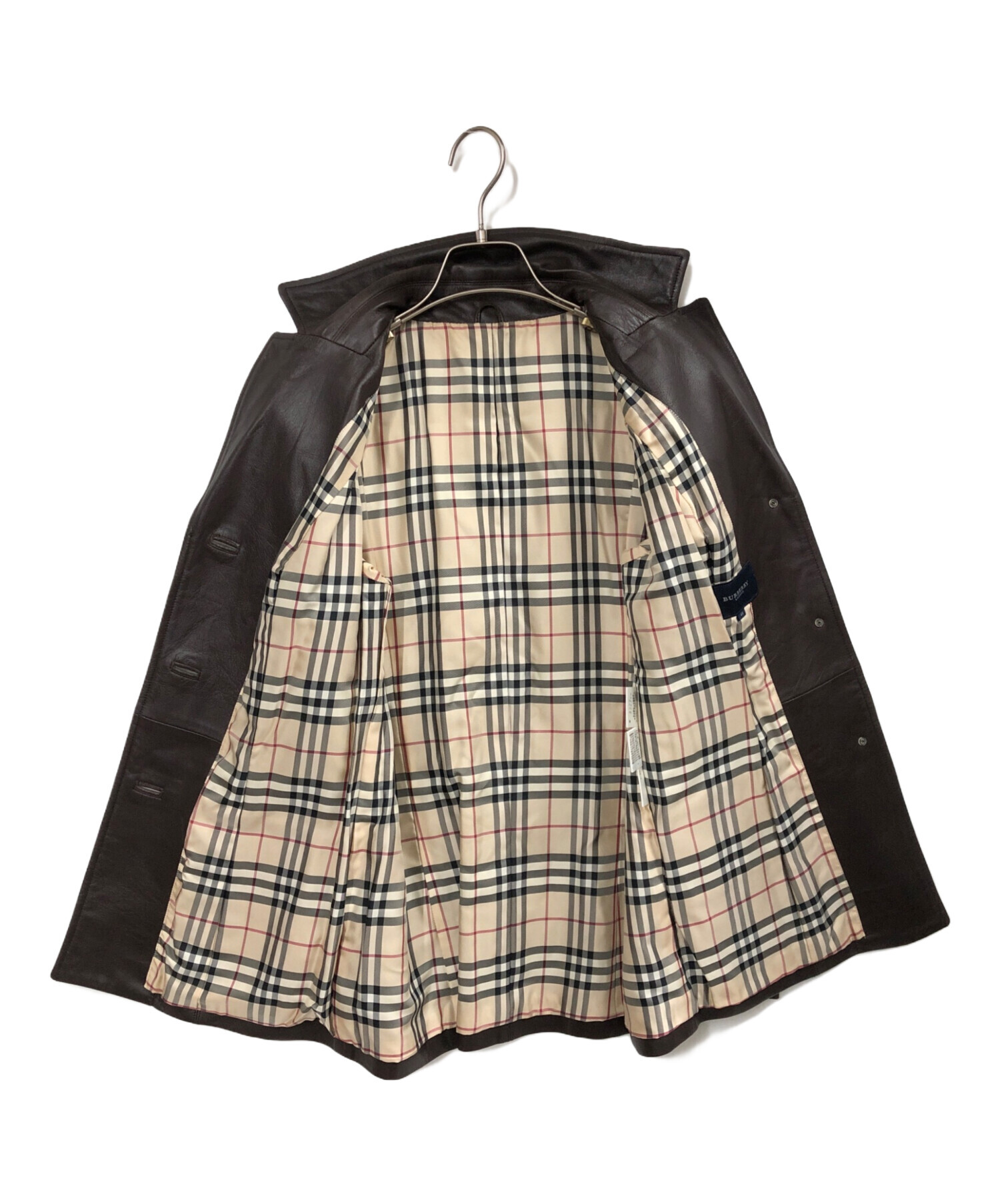 BURBERRY LONDON レザージャケットL 羊革 BURBERRY - バーバリー ロンドン レザージャケット 襟ファー ブルゾン