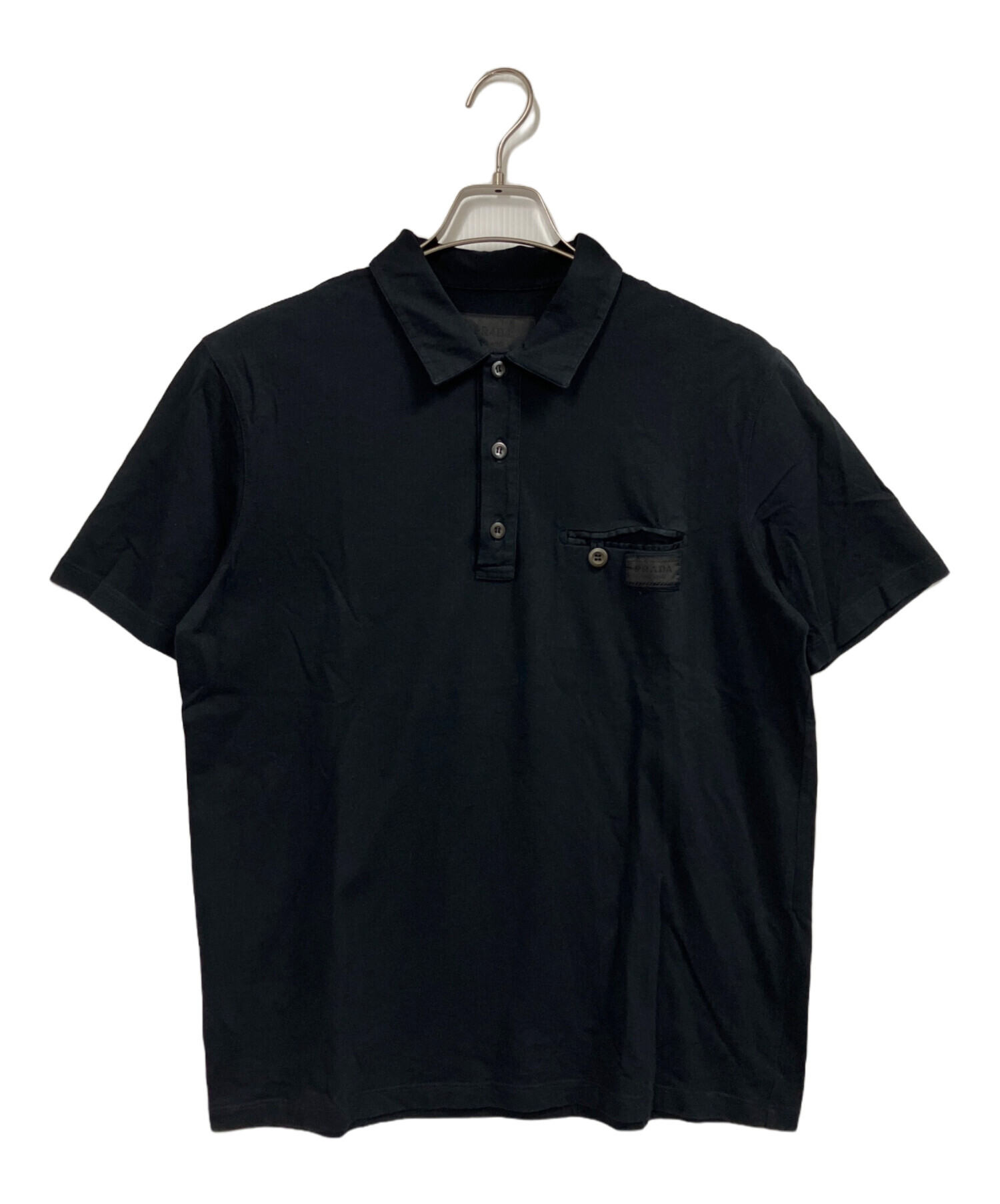 PRADA.希少価値XL ブラック ポロシャツ 中古・古着通販】PRADA (プラダ) ポロシャツ ブラック サイズ:XL