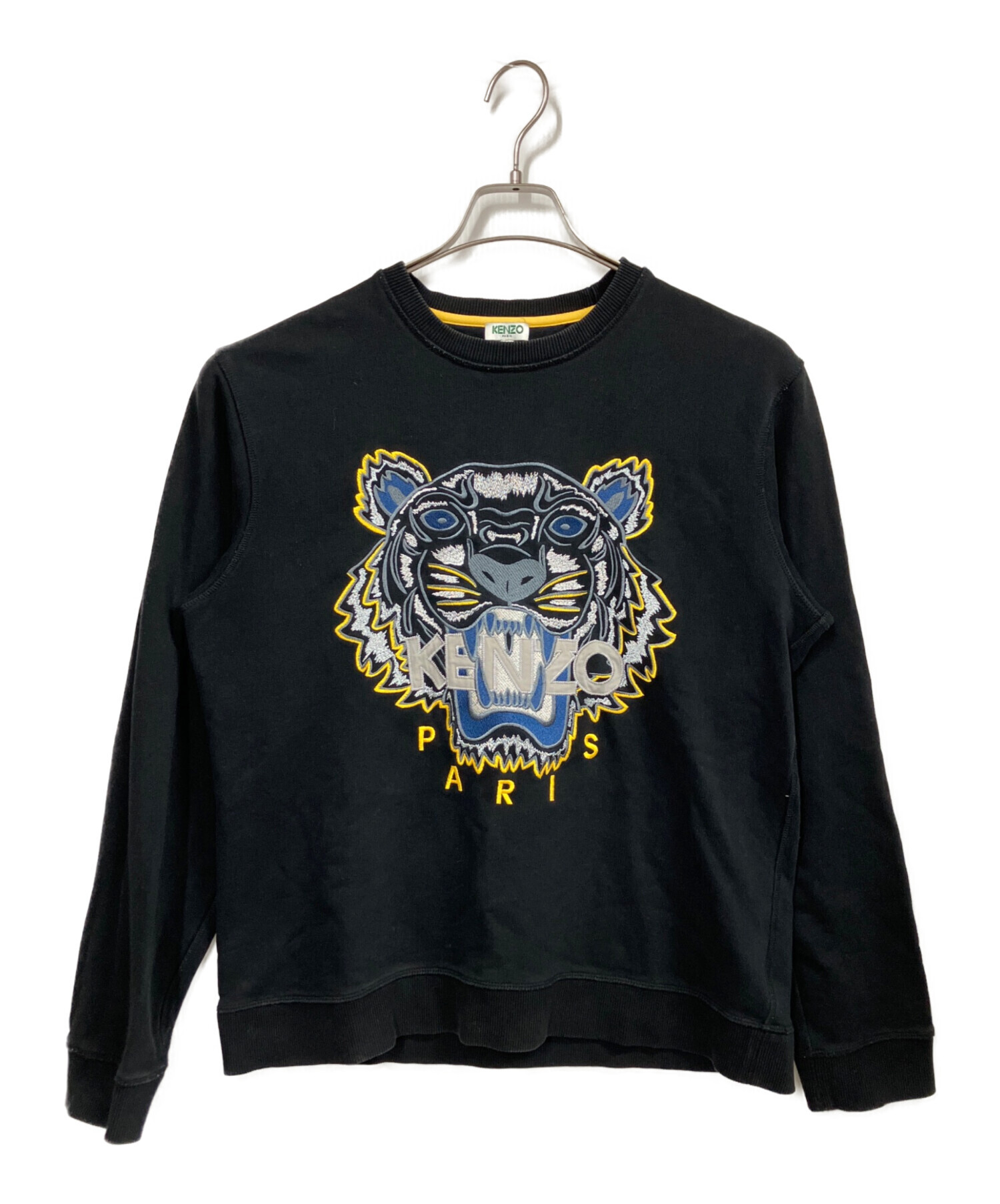 M*°様 KENZO タイガー刺繍 ブラック スウェット S 中古・古着通販】KENZO (ケンゾー) タイガー刺繍スウェット ブラック