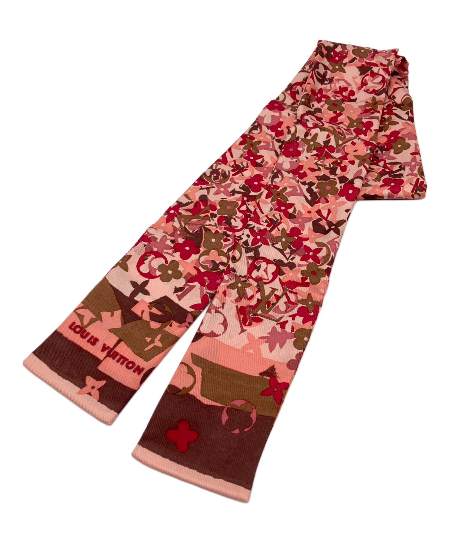LOUIS VUITTON シルクスカーフ 赤 ピンク 中古・古着通販】LOUIS VUITTON (ルイ ヴィトン) リボンスカーフ