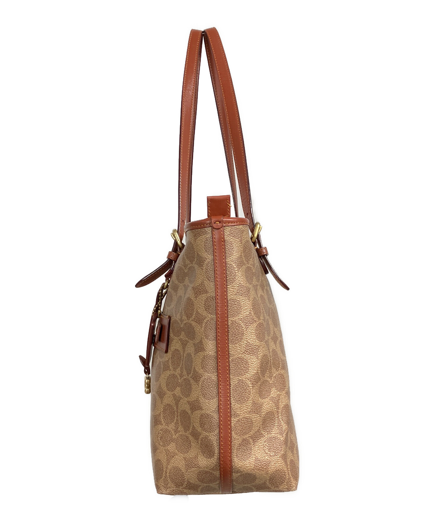 【美品】COACH コーチ シグネチャー トートバッグ 中古・古着通販】COACH (コーチ) シグネチャー/トートバッグ ブラウン