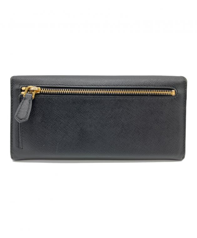 中古・古着通販】PRADA (プラダ) サフィアーノ リボン 長財布 ブラック