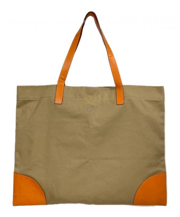PRADA ベージュキャンバストートバッグ 中古・古着通販】PRADA (プラダ) CANAPA CINGHI / 大判キャンバス