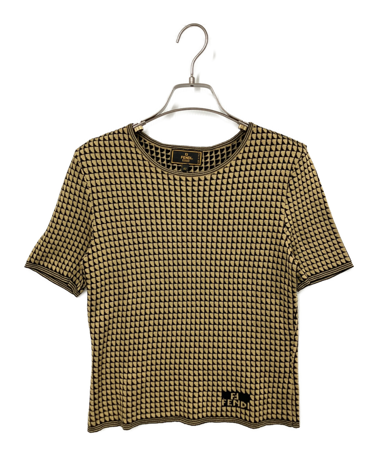 FENDI 半袖ニット 中古・古着通販】FENDI (フェンディ) 半袖ニットカットソー ブラック