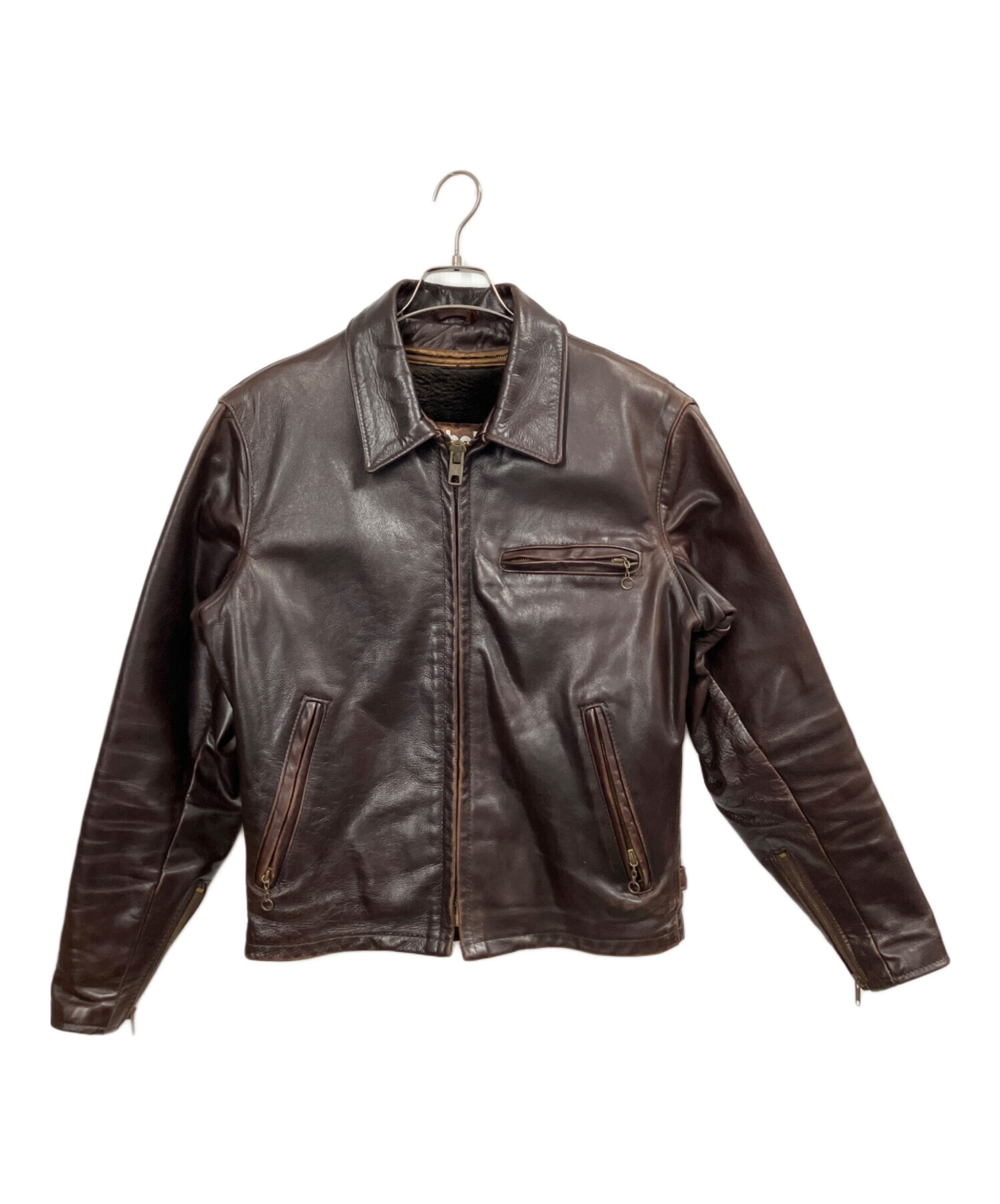 schottショットレザーライダース36ダークブラウンゴールドボタン666 中古・古着通販】Schott (ショット) レザージャケット ブラウン サイズ