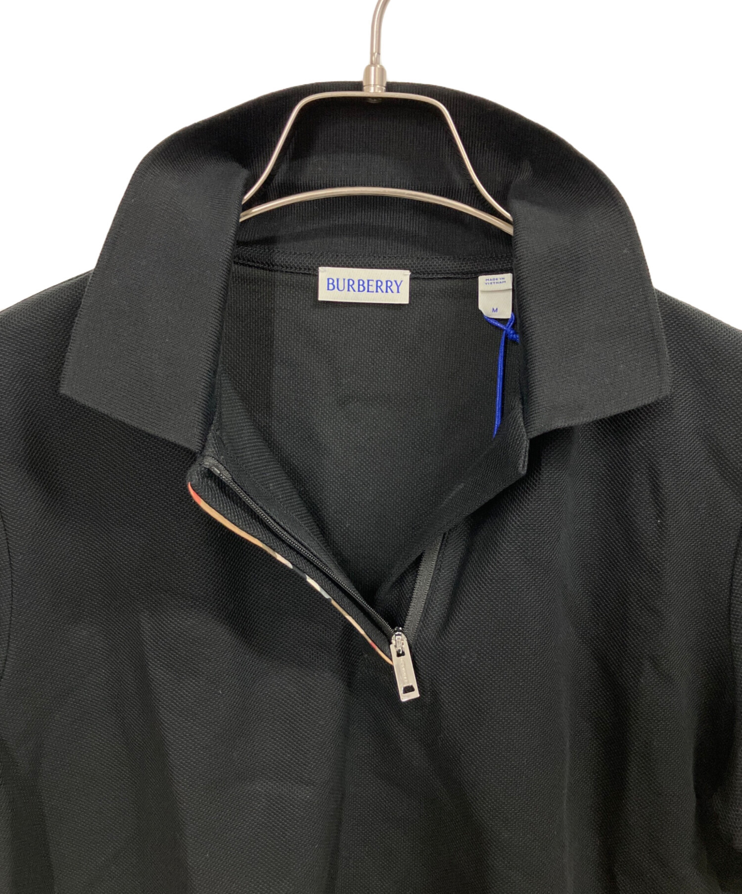 中古・古着通販】BURBERRY (バーバリー) ジップポロシャツ ブラック