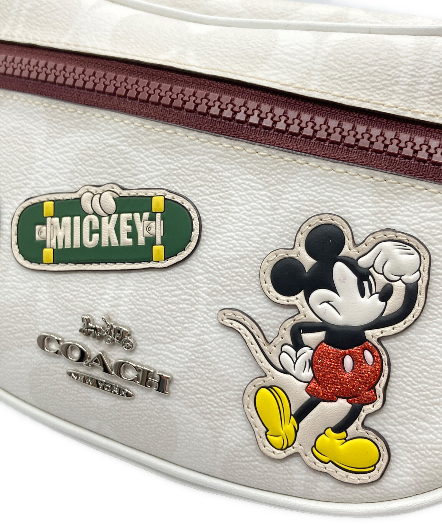 ✨良品✨ COACH コーチ ウエストポーチ ディズニーコラボ 白色 中古・古着通販】COACH (コーチ) DISNEY (ディズニ―) ウエストバッグ