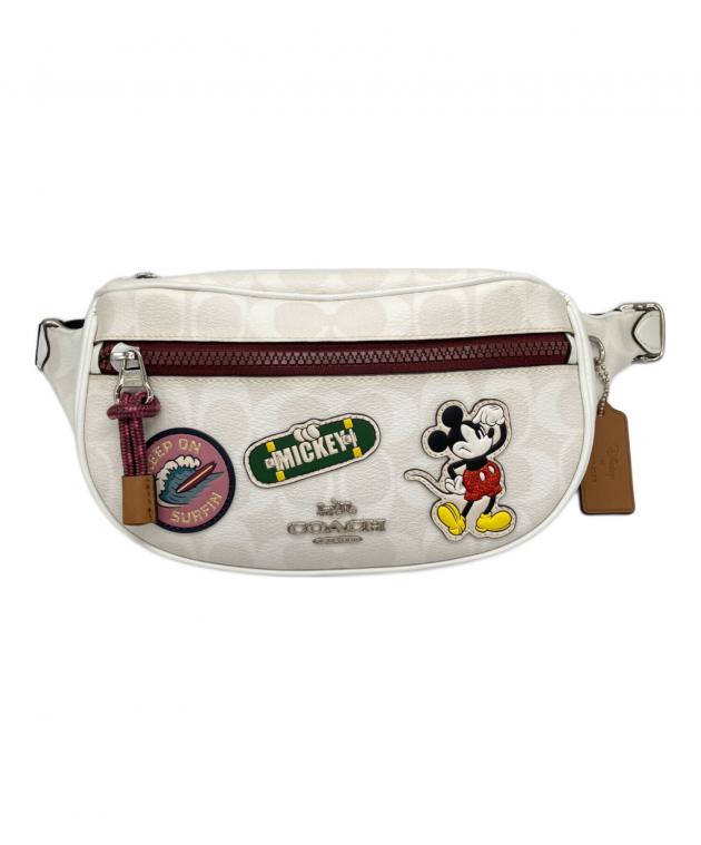 ✨良品✨ COACH コーチ ウエストポーチ ディズニーコラボ 白色 中古・古着通販】COACH (コーチ) DISNEY (ディズニ―) ウエストバッグ