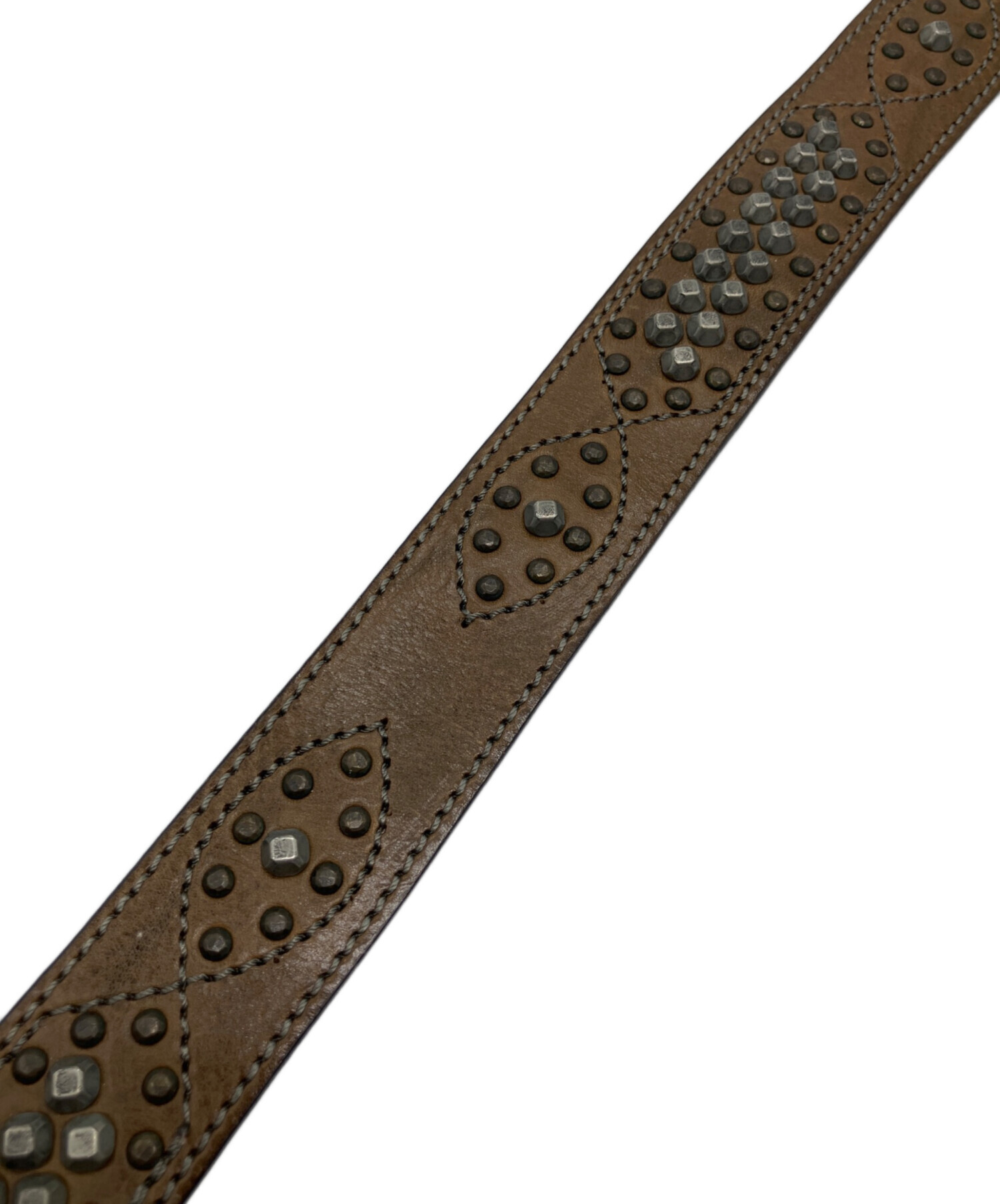 DIESEL ブラウンレザーベルト スタッズ付き 中古・古着通販】DIESEL (ディーゼル) スタッズ付 レザーベルト