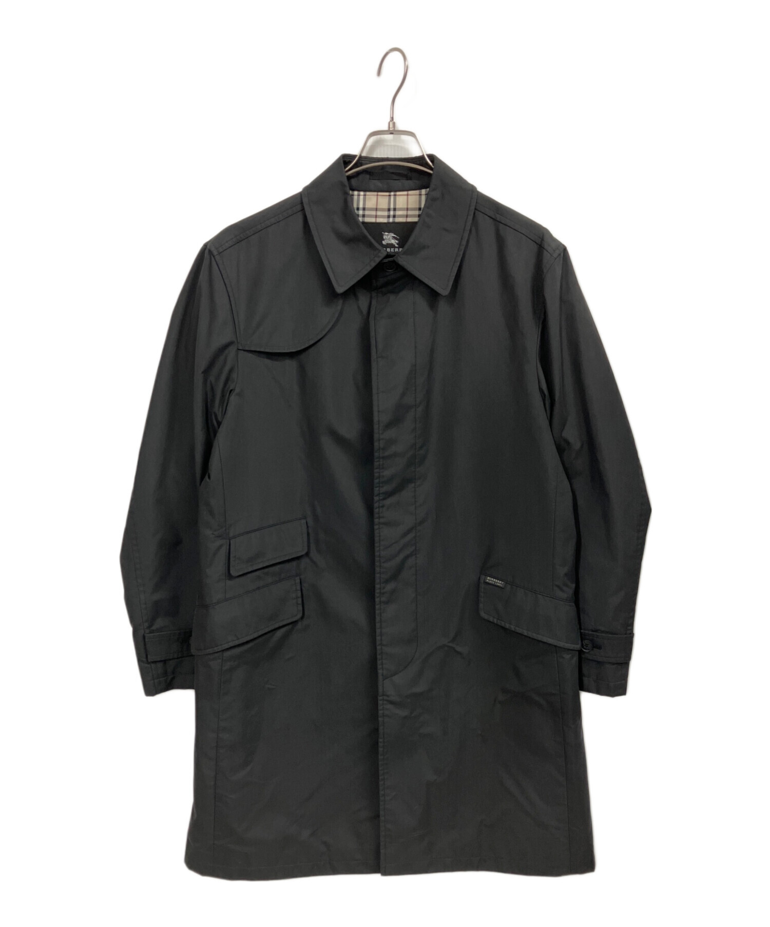 BURBERRY BLACKLABEL ステンカラーコート　黒　L 中古・古着通販】BURBERRY BLACK LABEL (バーバリーブラックレーベル