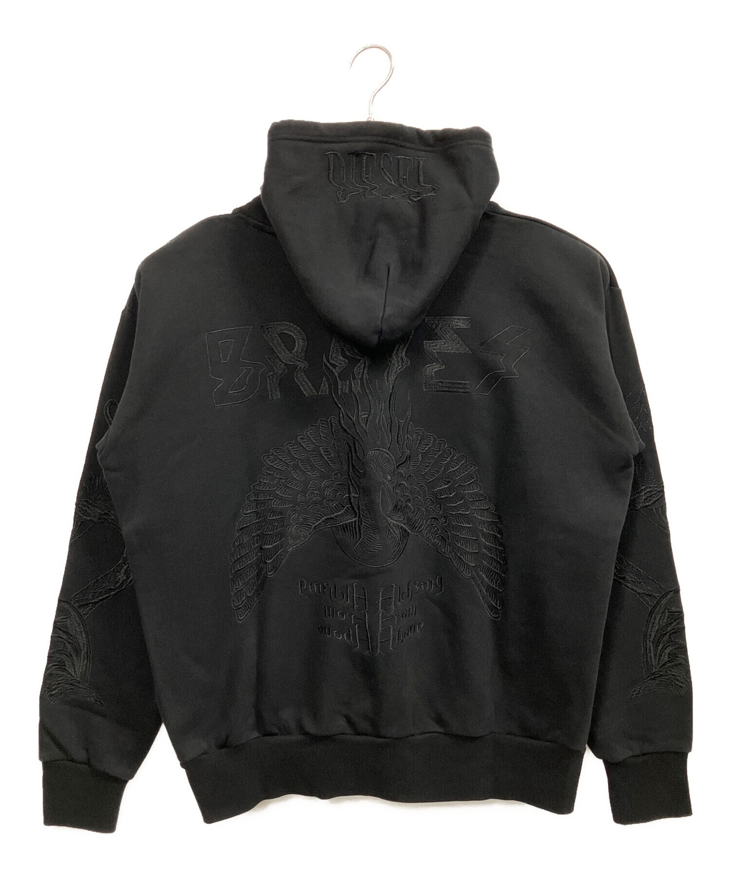 中古・古着通販】DIESEL (ディーゼル) 刺繍パーカー ブラック サイズ:M