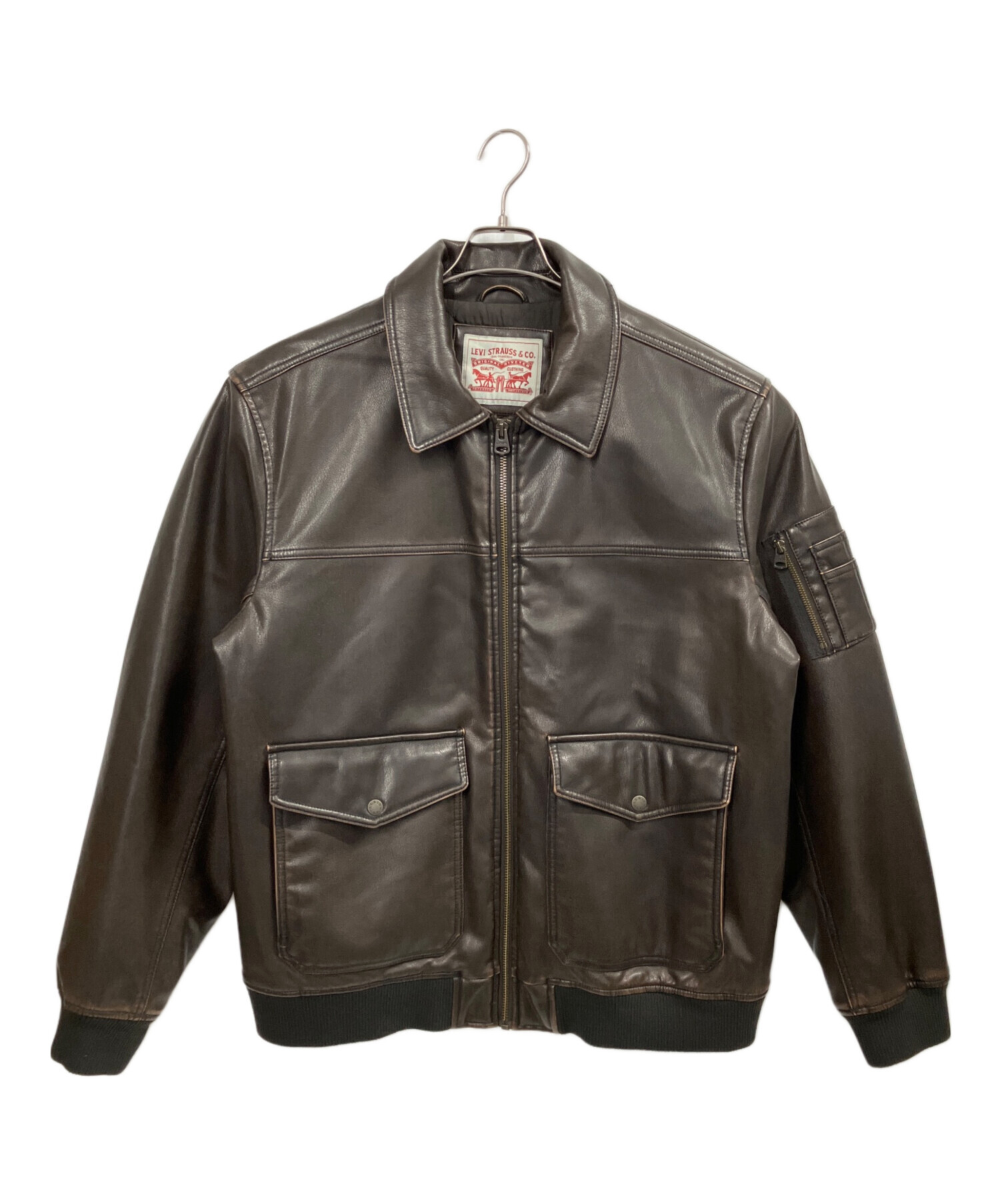 【LEVI’S】 合成皮革ジャケット XL MA-1スタイルエコレザージャケット 中古・古着通販】LEVI'S (リーバイス) フェイクレザージャケット