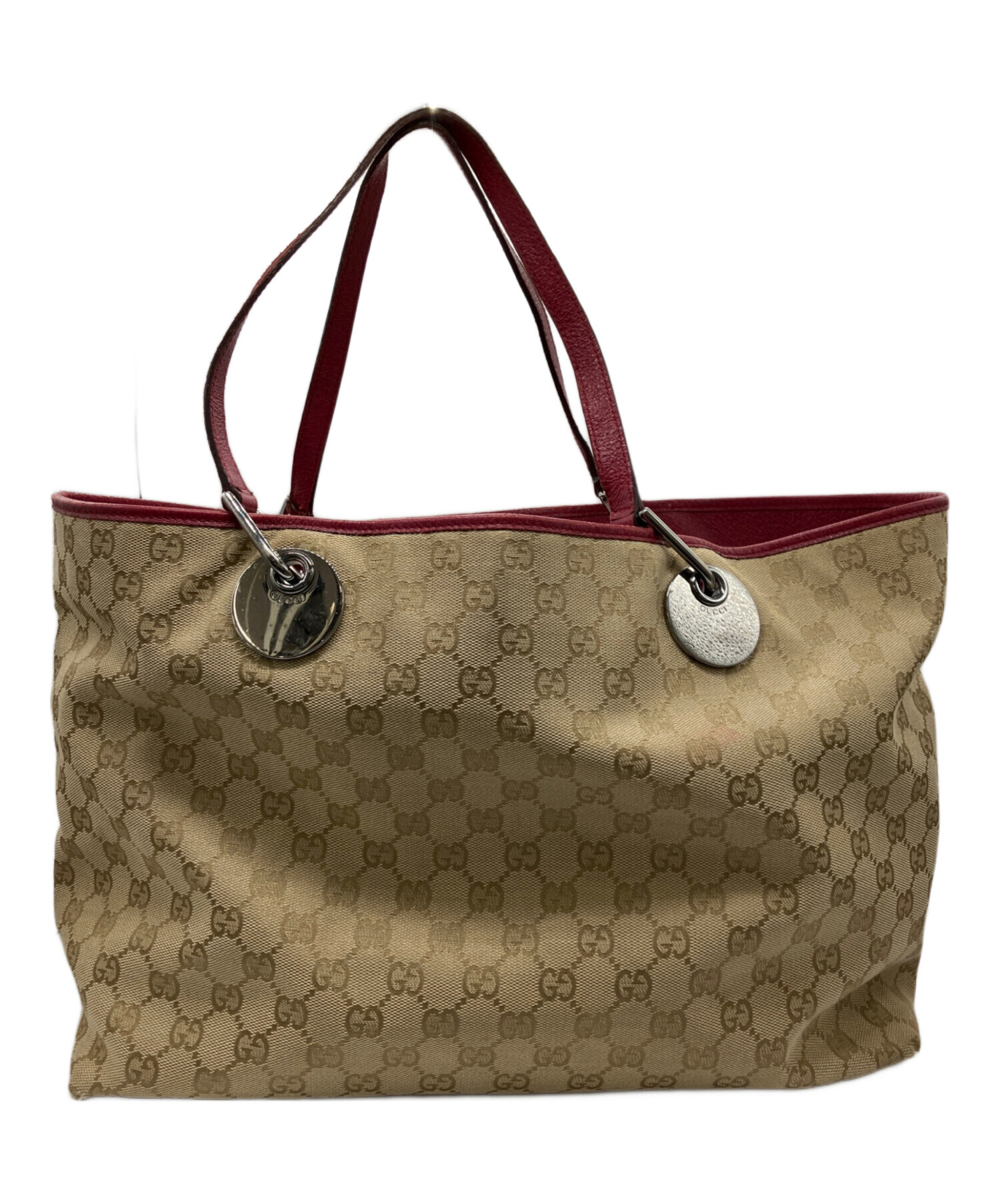 中古・古着通販】GUCCI (グッチ) トートバッグ ベージュ×レッド 
