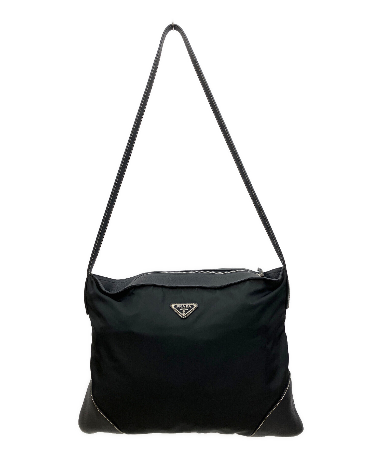 未使用級　150 PRADA プラダ　ショルダーバッグ　ブラック　ナイロン 中古・古着通販】PRADA (プラダ) ナイロンショルダーバッグ ブラック