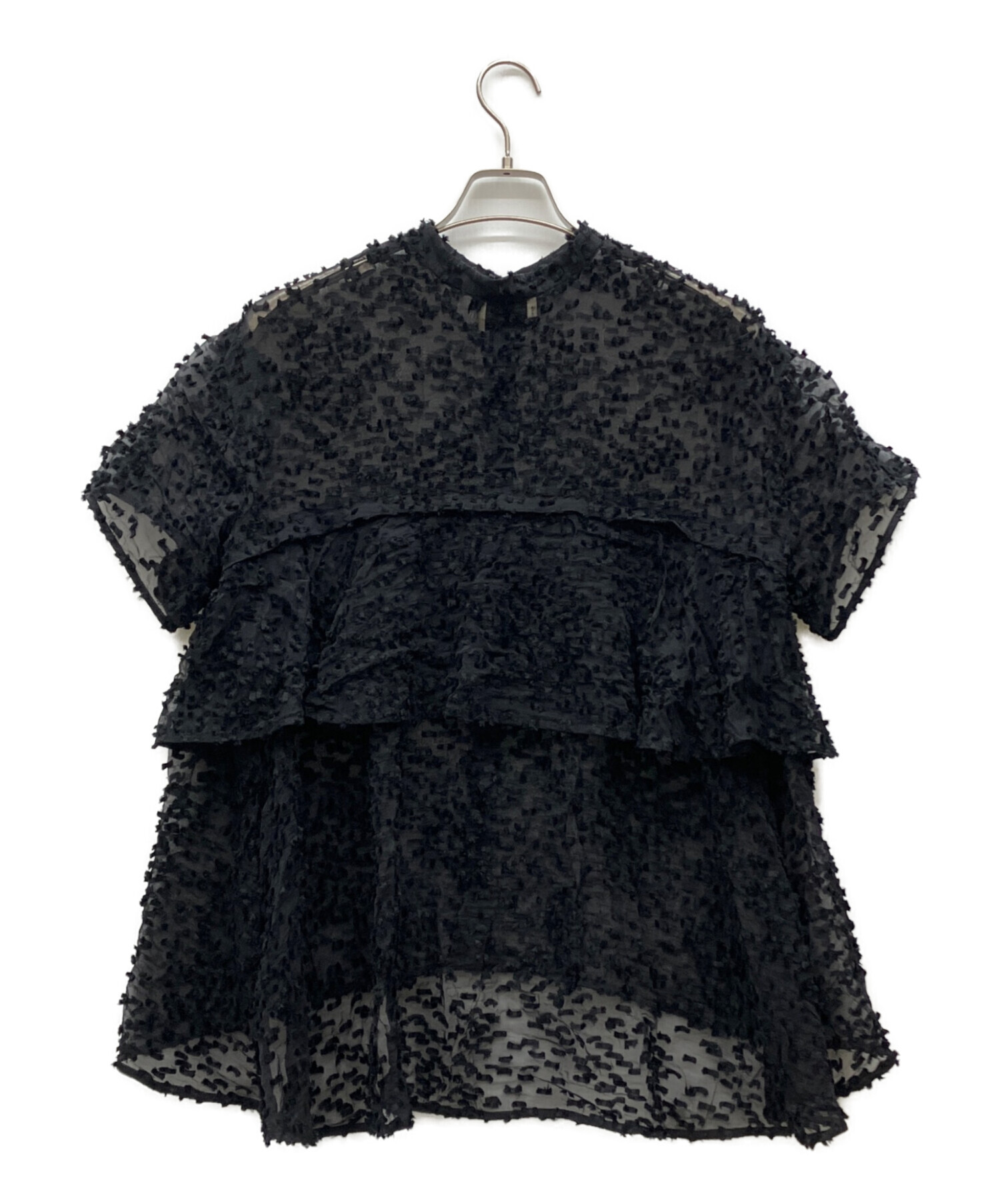 UNITED ARROWS　フリル付きブラック半袖トップス 中古・古着通販】UNITED ARROWS TOKYO (ユナイテッドアローズ