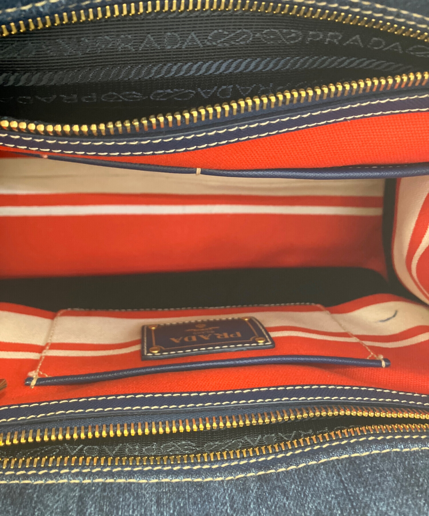 中古・古着通販】PRADA (プラダ) デニム2WAYバッグ インディゴ