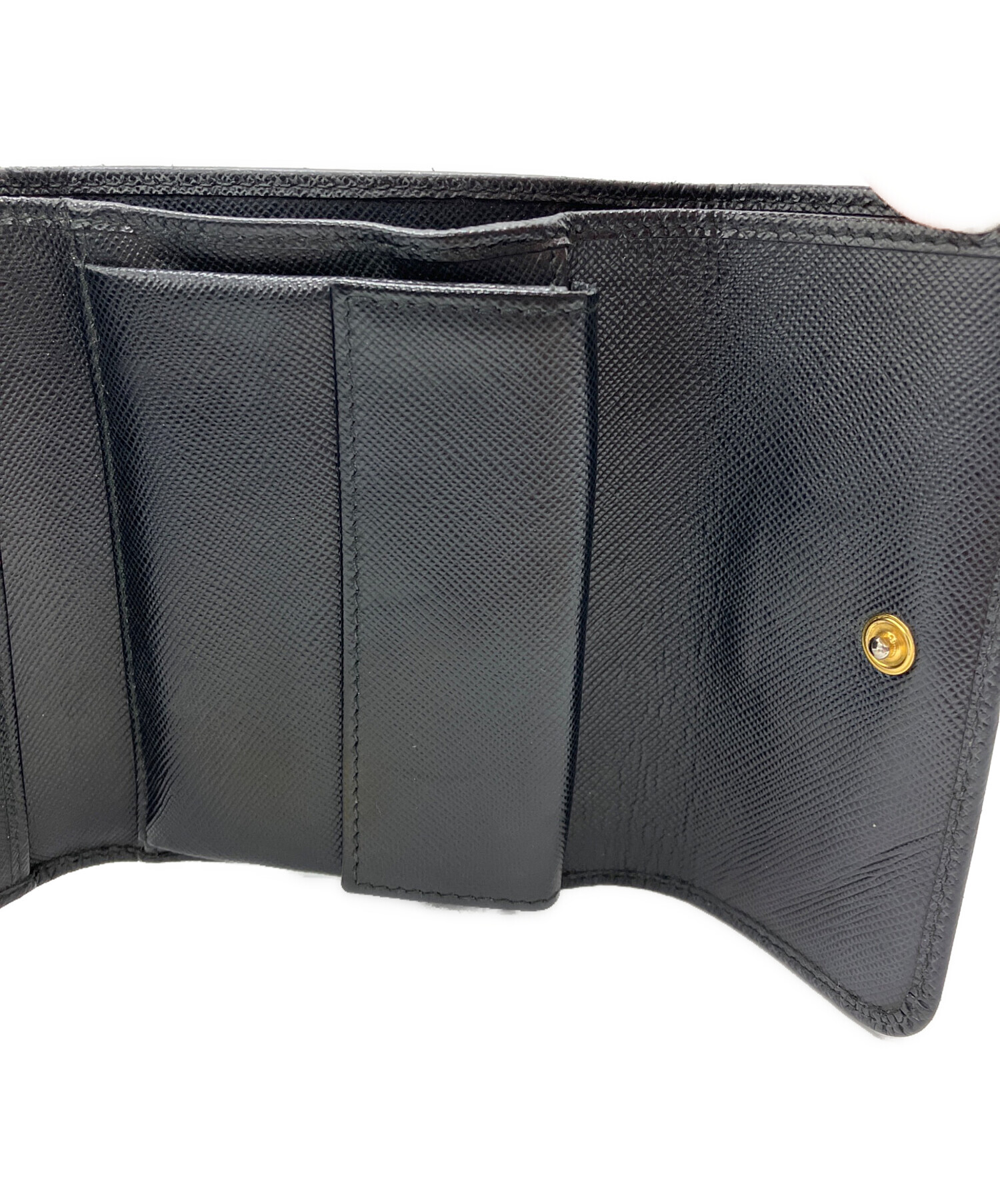 中古・古着通販】PRADA (プラダ) サフィアーノ 3つ折り財布 ブラック 