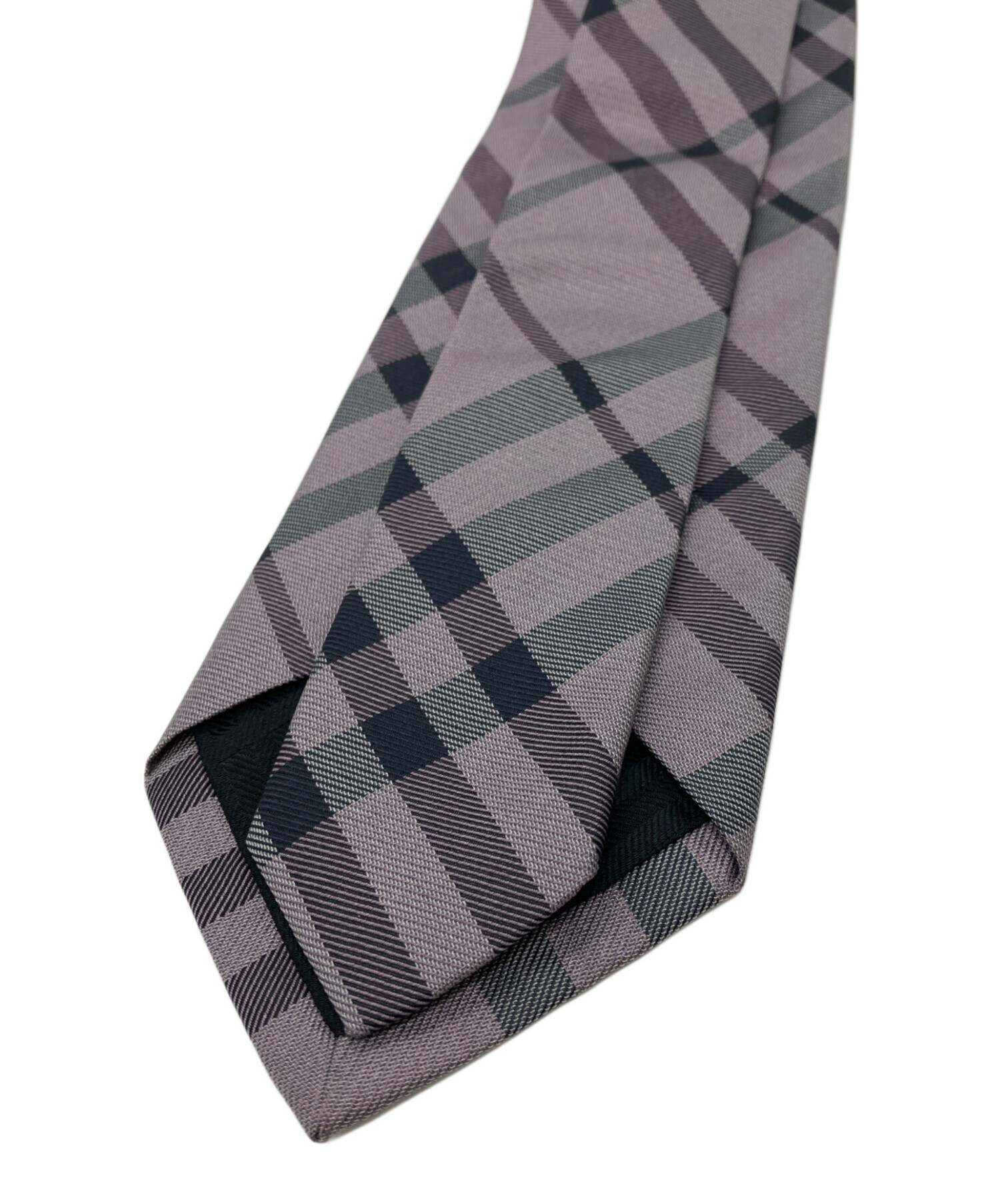 未使用級　バーバリーロンドン　ネクタイ　シルク　ノバチェック　パープル系　日本製 BURBERRY（バーバリー） 並行輸入 ネクタイ チェック シルクタイ