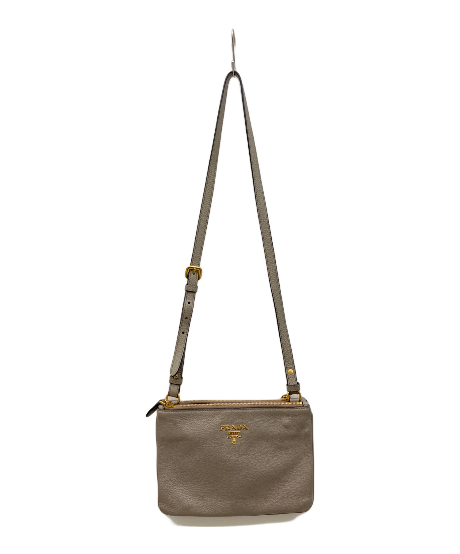 中古・古着通販】PRADA (プラダ) レザーショルダーバッグ グレー 