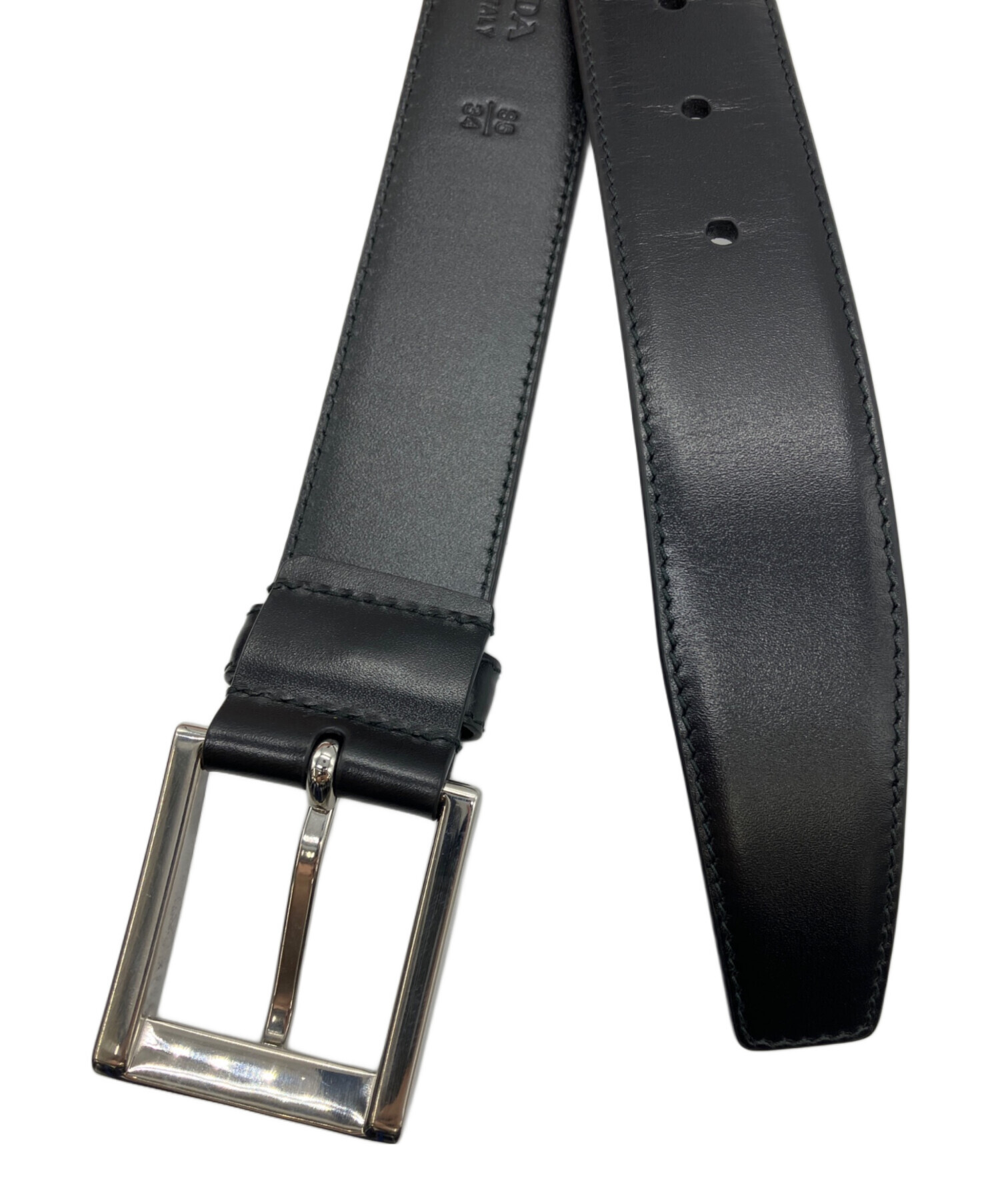 PRADA ブラック 合成皮革 ベルト 中古・古着通販】PRADA (プラダ) レザーベルト ブラック｜ブランド