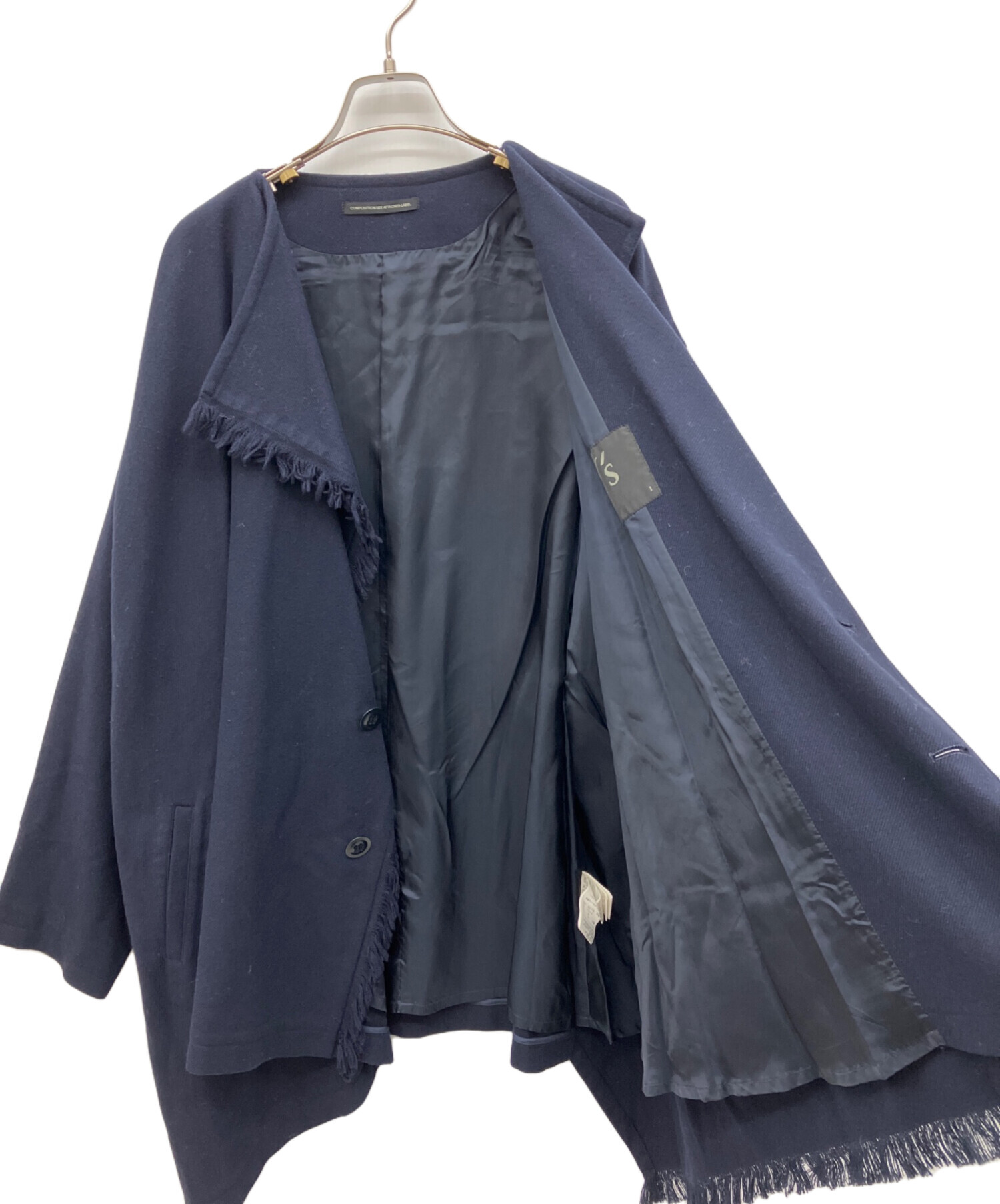 中古・古着通販】Y's (ワイズ) ノーカラーコート ネイビー サイズ:S