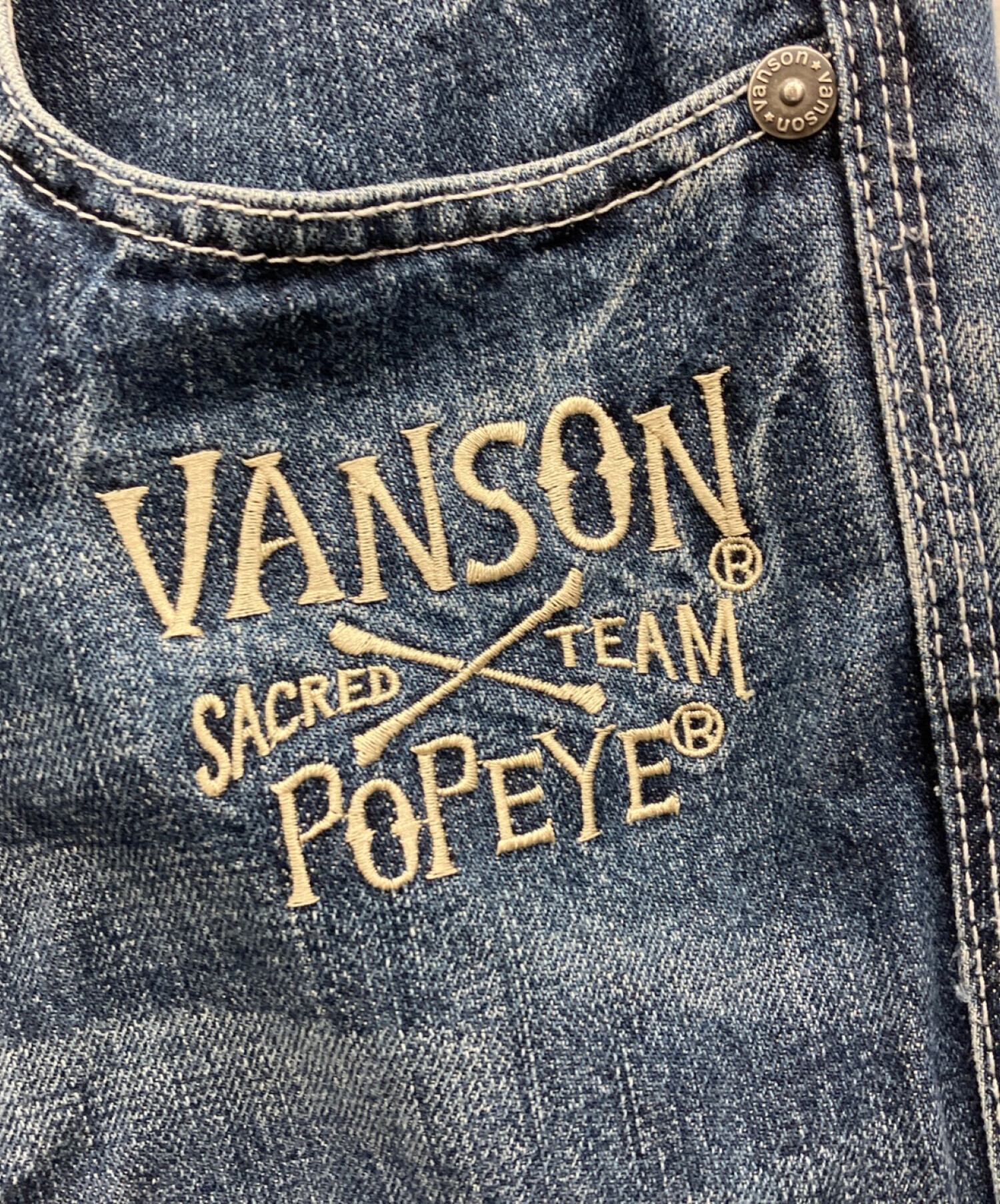 【希少】 VANSON デニムパンツ 鷹刺繍 背面 バイカー インディゴ 38 VANSON（バンソン） VANSON NVBL-2303 バイカーズ デニム パンツ