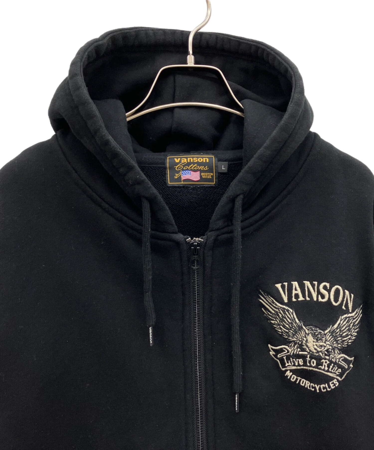 中古・古着通販】VANSON (バンソン) ジップパーカー ブラック サイズ:L