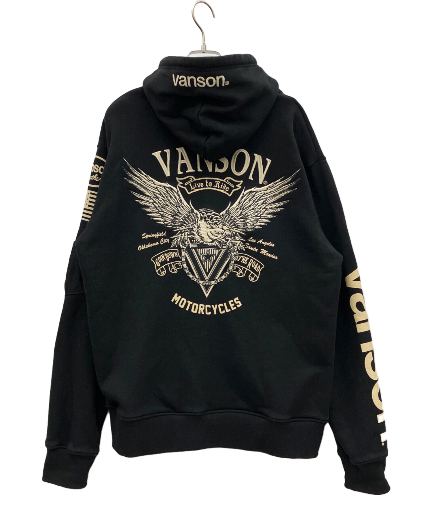 バンソン　vanson ジップアップ　パーカー　黒　Sサイズ　未使用 中古・古着通販】VANSON (バンソン) ジップパーカー ブラック サイズ:L
