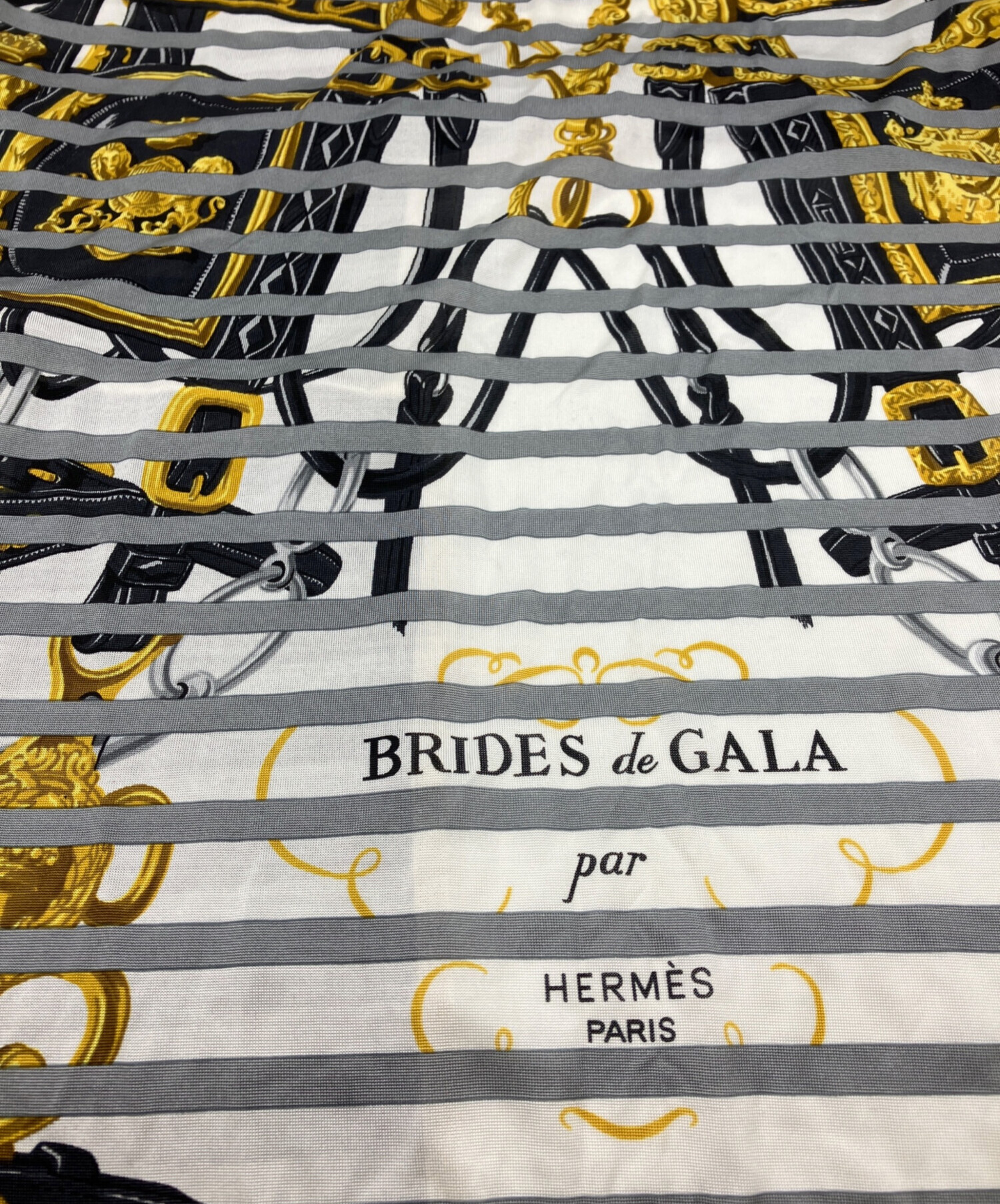 中古・古着通販】HERMES (エルメス) シルクスカーフ ブラック×ホワイト