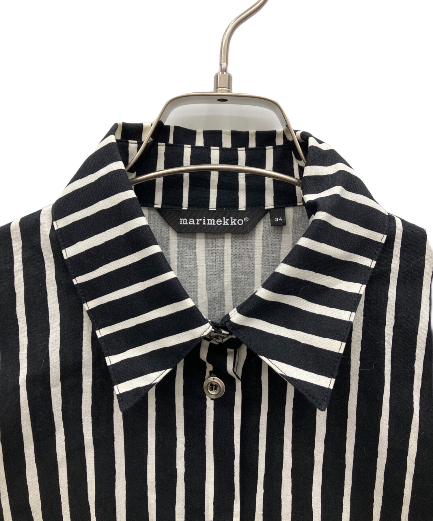 old marimekko ヨカポイカ ブラック/ホワイトストライプ 長袖シャツ 中古・古着通販】marimekko (マリメッコ) ヨカポイカ 長袖シャツ