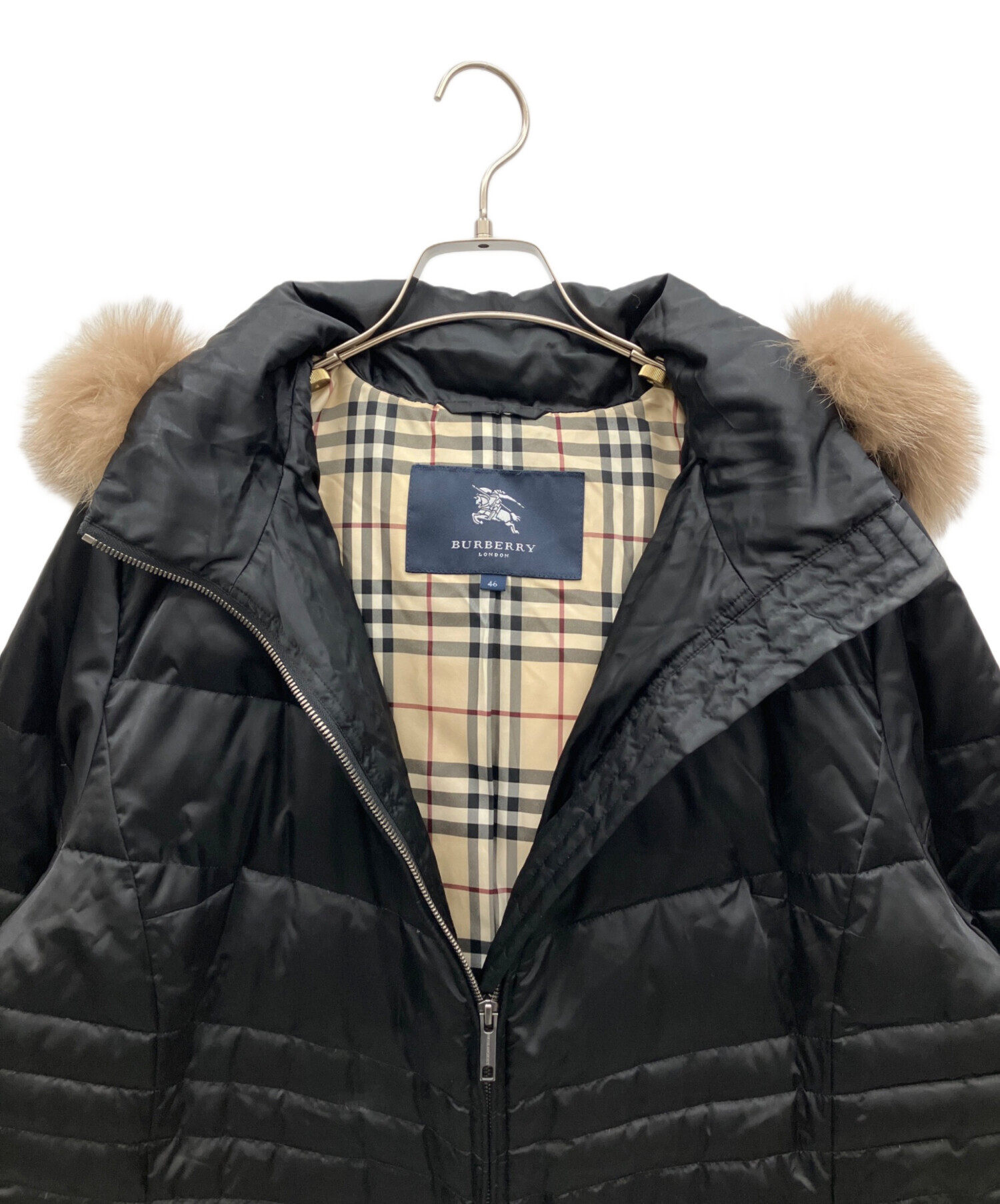中古・古着通販】BURBERRY (バーバリー) ダウンコート ブラック 中古・古着通販】BURBERRY (バーバリー) ダウンコート ブラック