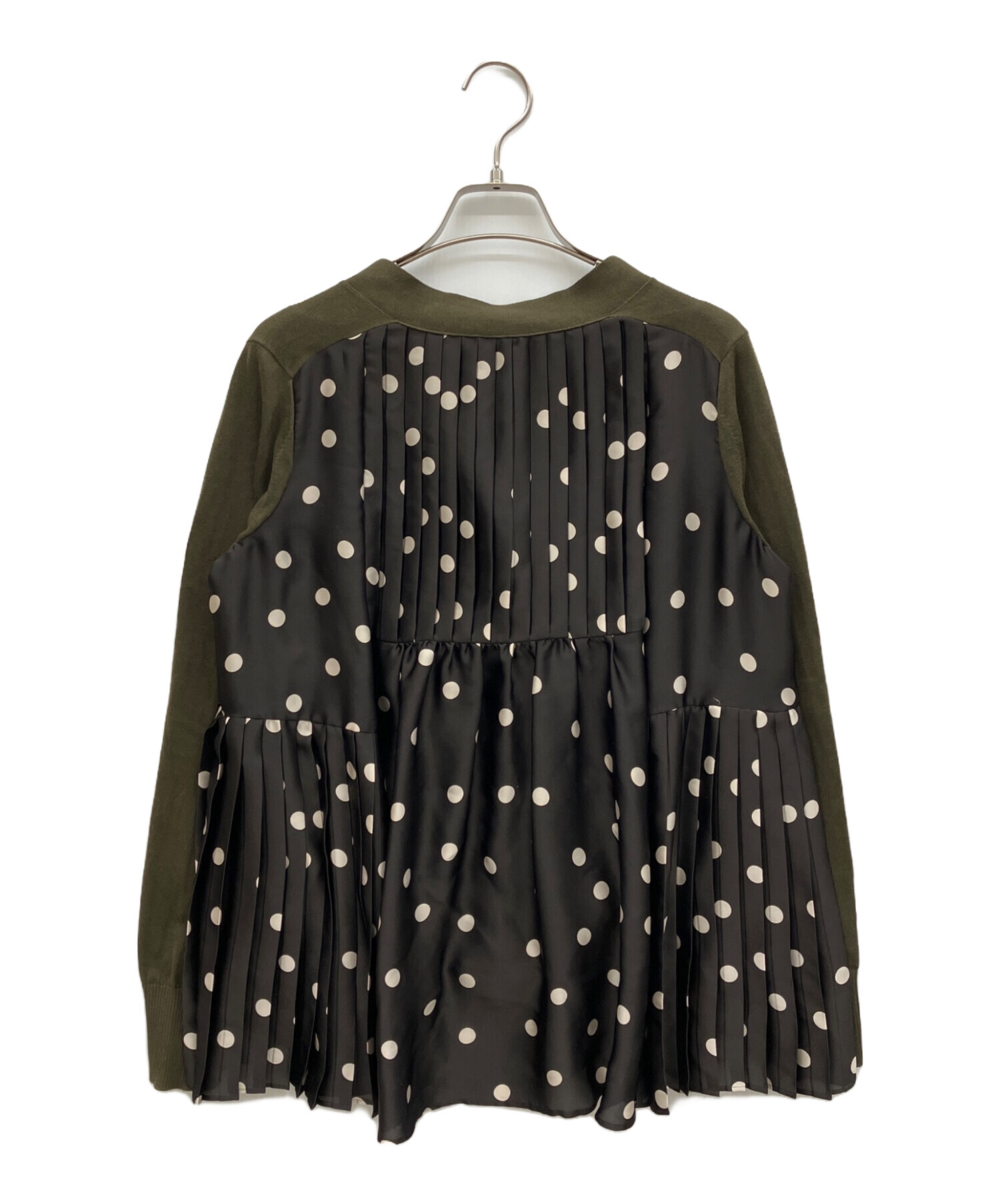 中古・古着通販】sacai (サカイ) 薄手カーディガン ブラック×オリーブ