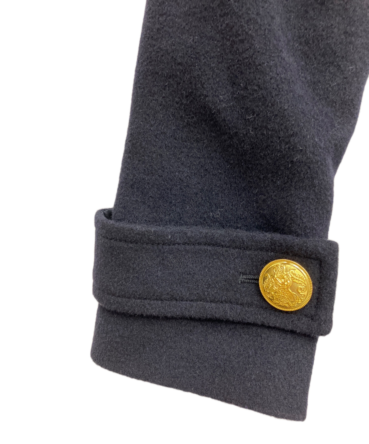 SLY ベビドンコート カシミヤ混 金ボタン ダブル マキシ 復刻版 中古・古着通販】SLY (スライ) 復刻版ベビドンコート ダブル ネイビー