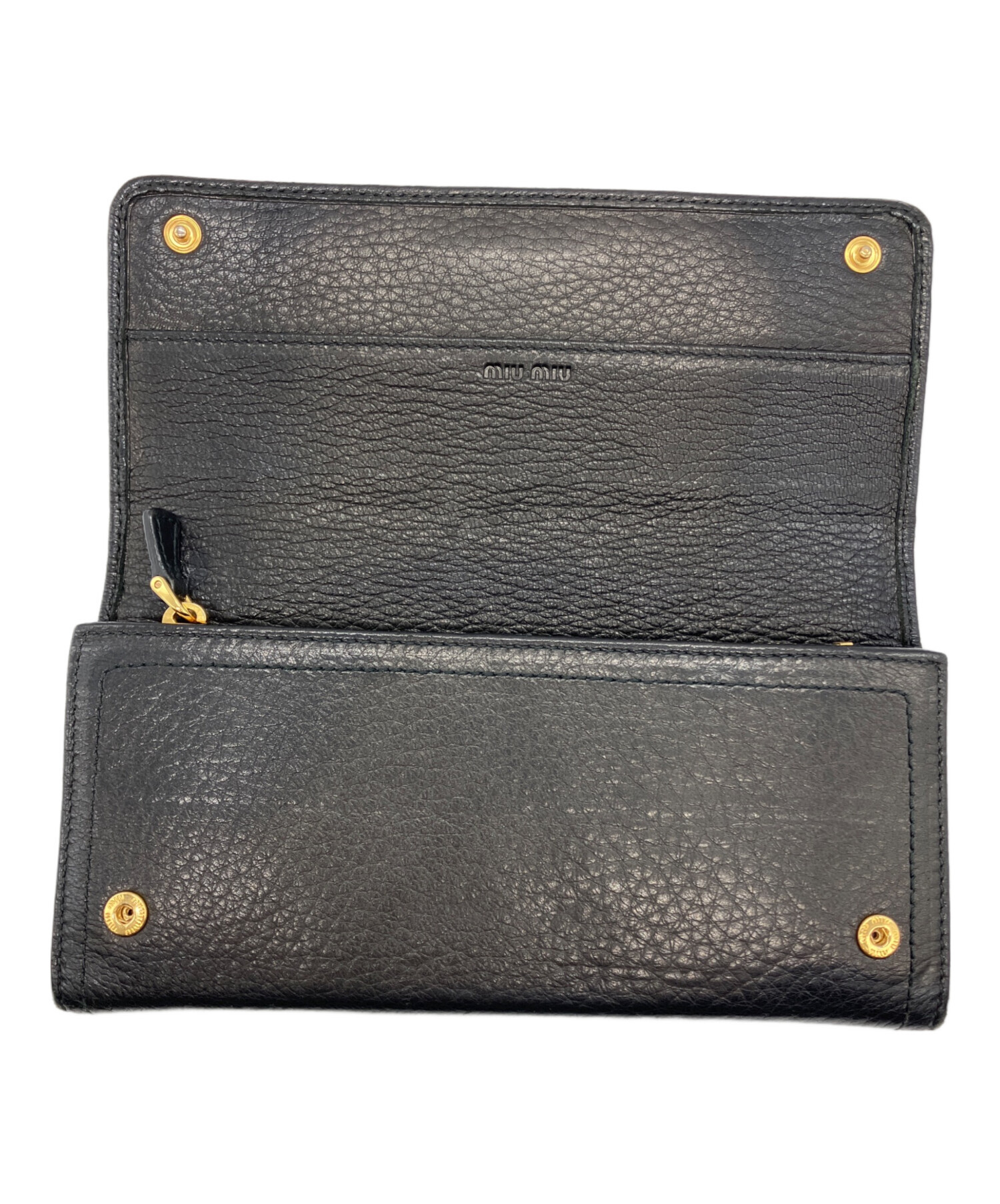 中古・古着通販】MIU MIU (ミュウミュウ) 長財布 ブラック｜ブランド 