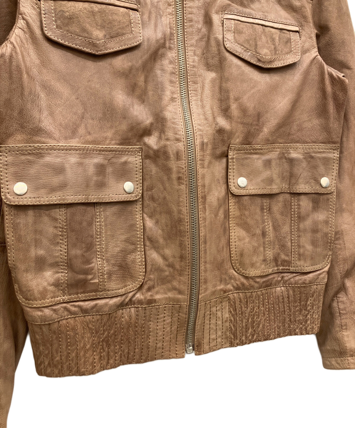 中古・古着通販】ZARA (ザラ) レザージャケット ブラウン サイズ:XL