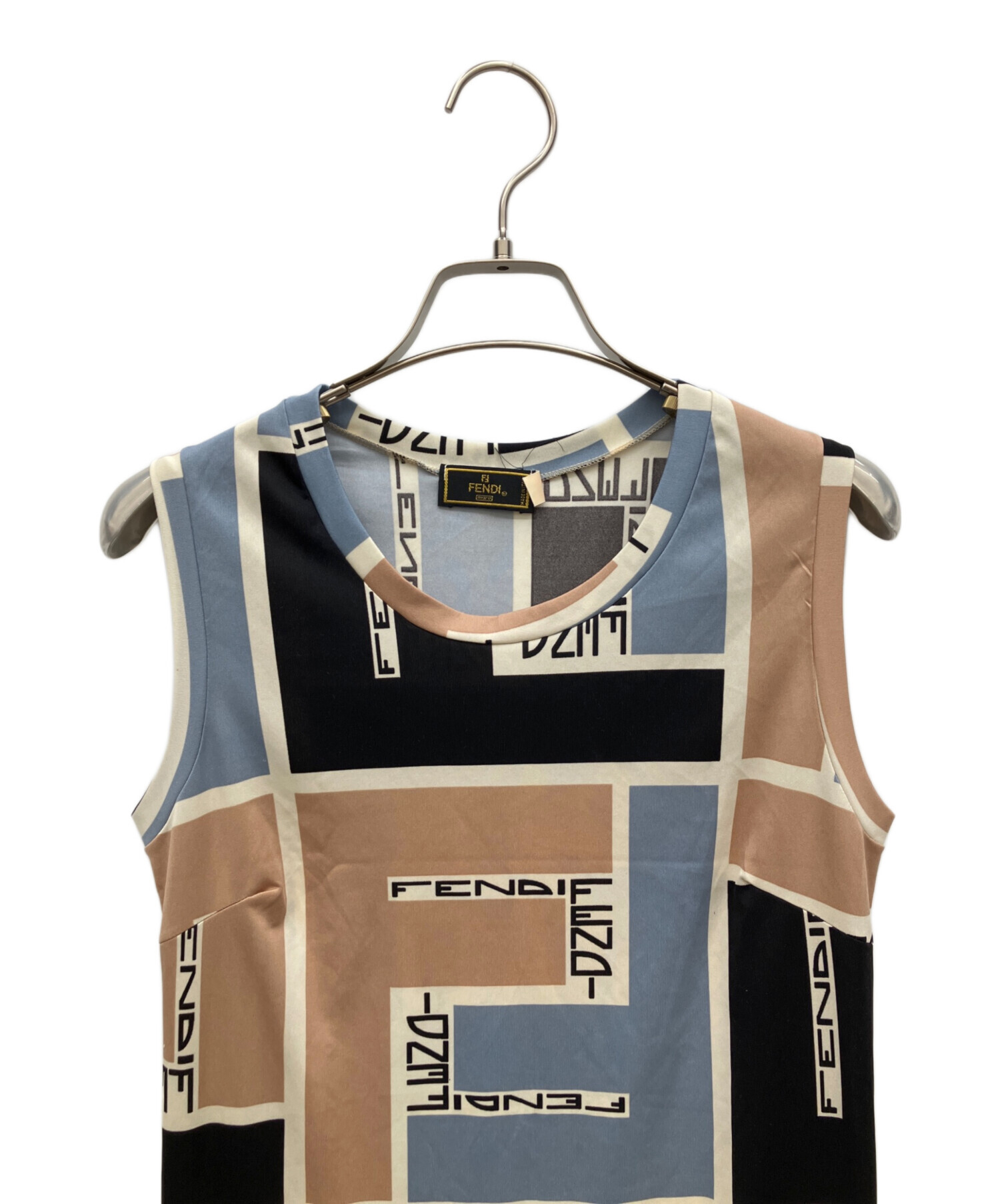 中古・古着通販】FENDI (フェンディ) ノースリーブワンピース ブルー